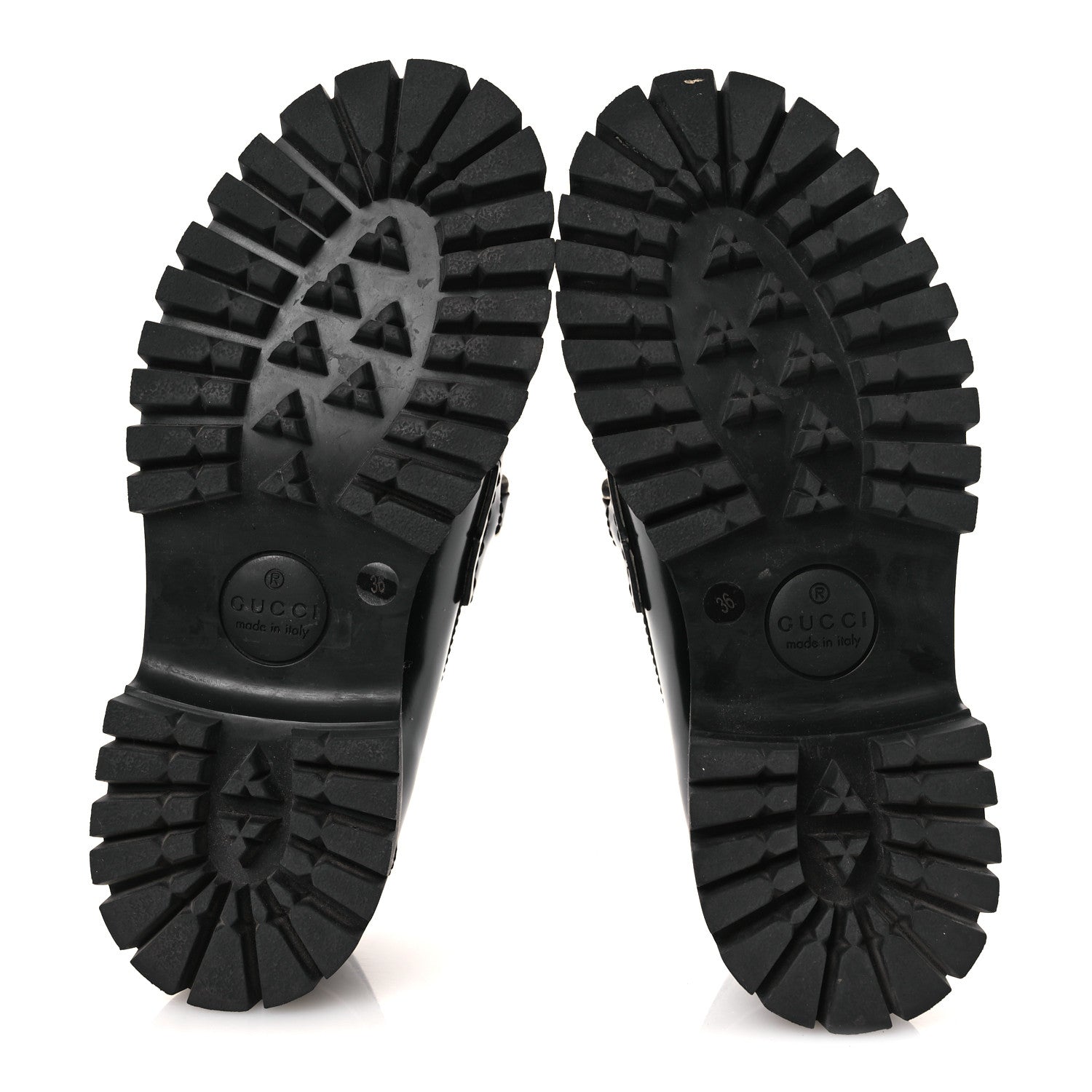 CORDOVAN LUX WOMENS INTERLOCKING G PLATFORM LUG SOLE LOAFERS BLACK OFF WHITE