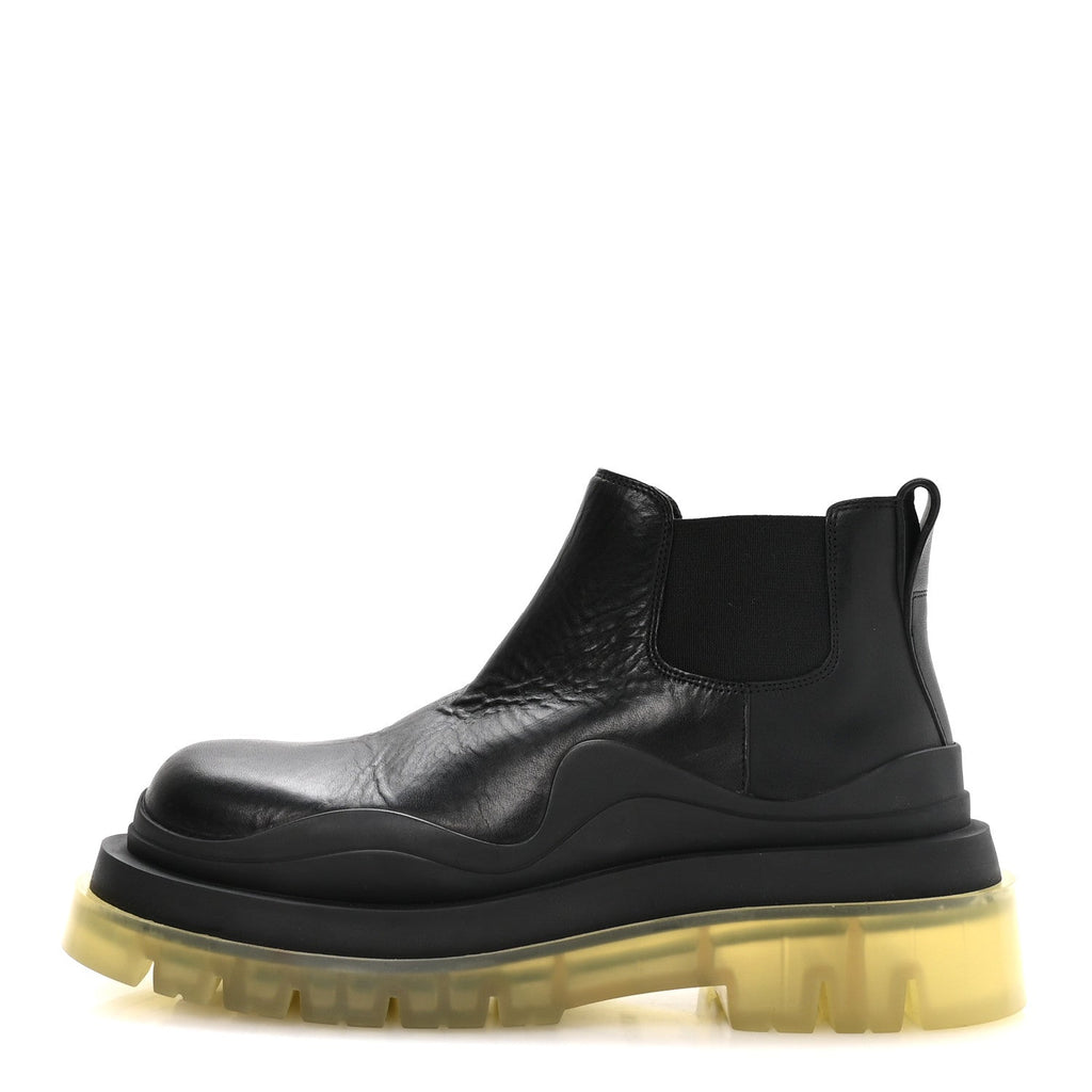CALFSKIN THE TIRE CROPPED CHELSEA SHORT BOOTS BLACK TRANSPARENT
