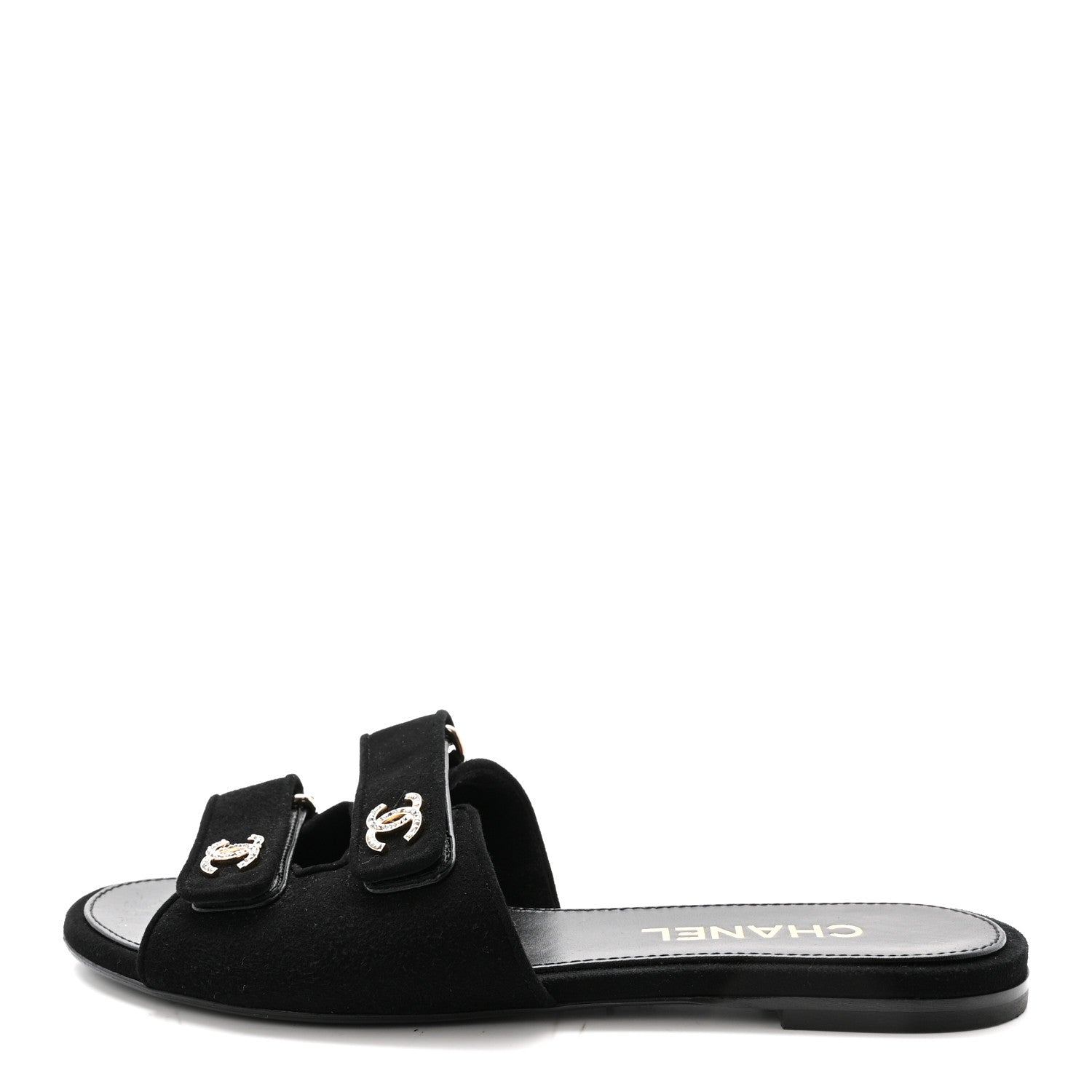SUEDE KIDSKIN VELCRO MULES BLACK