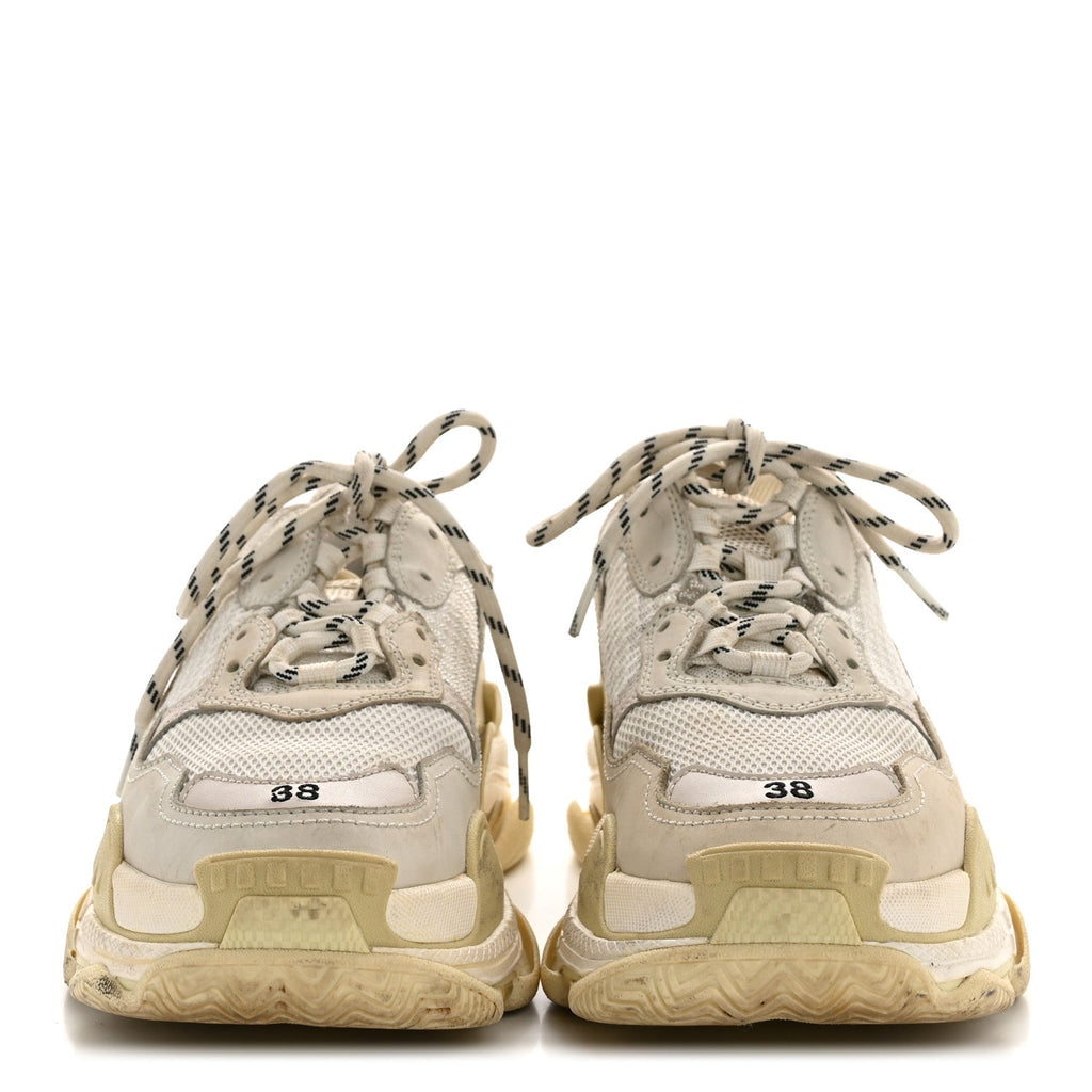 FABRIC MESH WOMENS TRIPLE S SNEAKERS WHITE