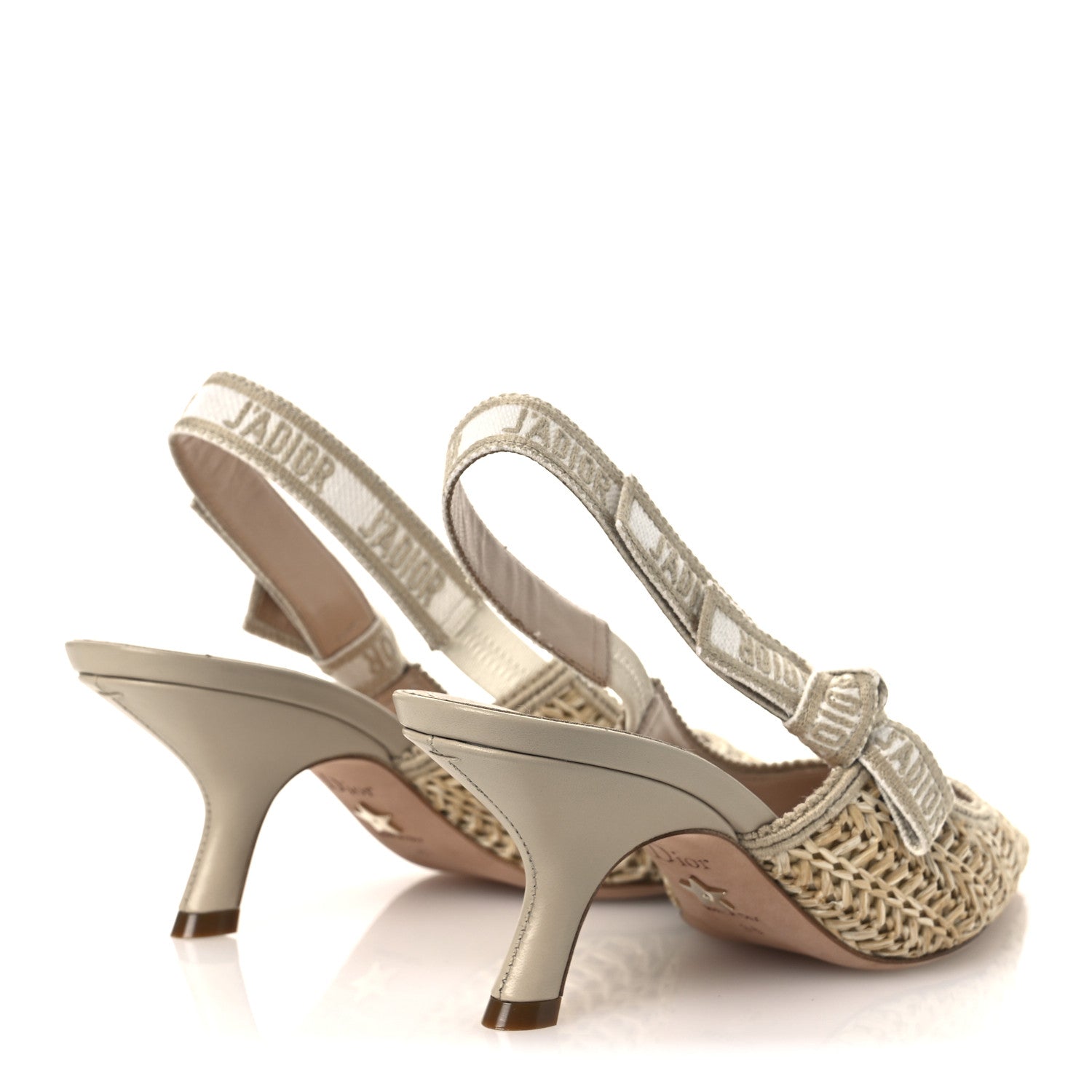 RAFFIA EMBROIDERED J'ADIOR SLINGBACK 65MM PUMPS TAUPE