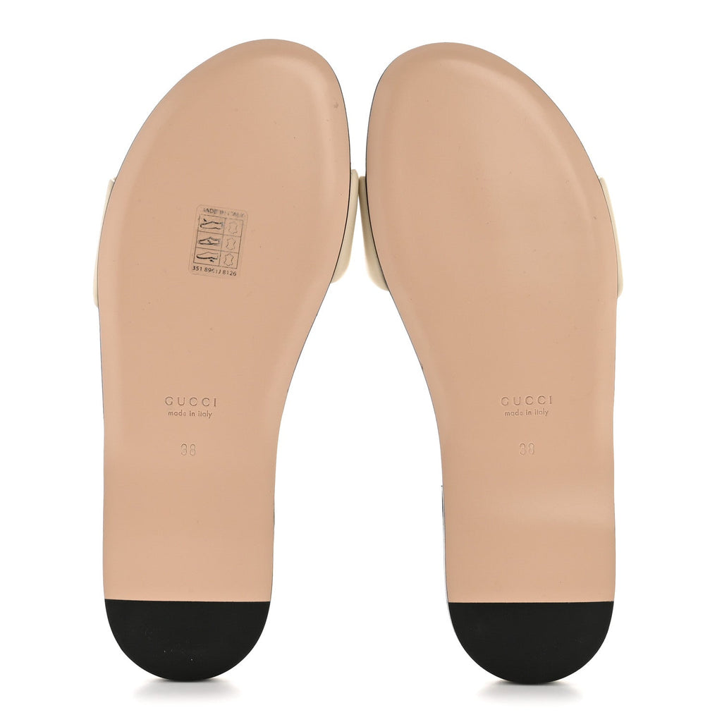 NAPPA MATELASSE GG MARMONT FLAT SLIDE SANDALS NEW IVOIRE