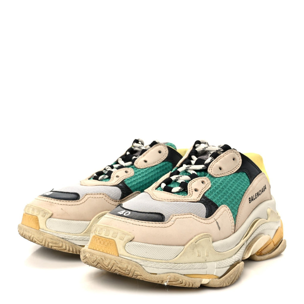 FABRIC MESH WOMENS TRIPLE S SNEAKERS JAUNE BEIGE VERT BLACK GRIS