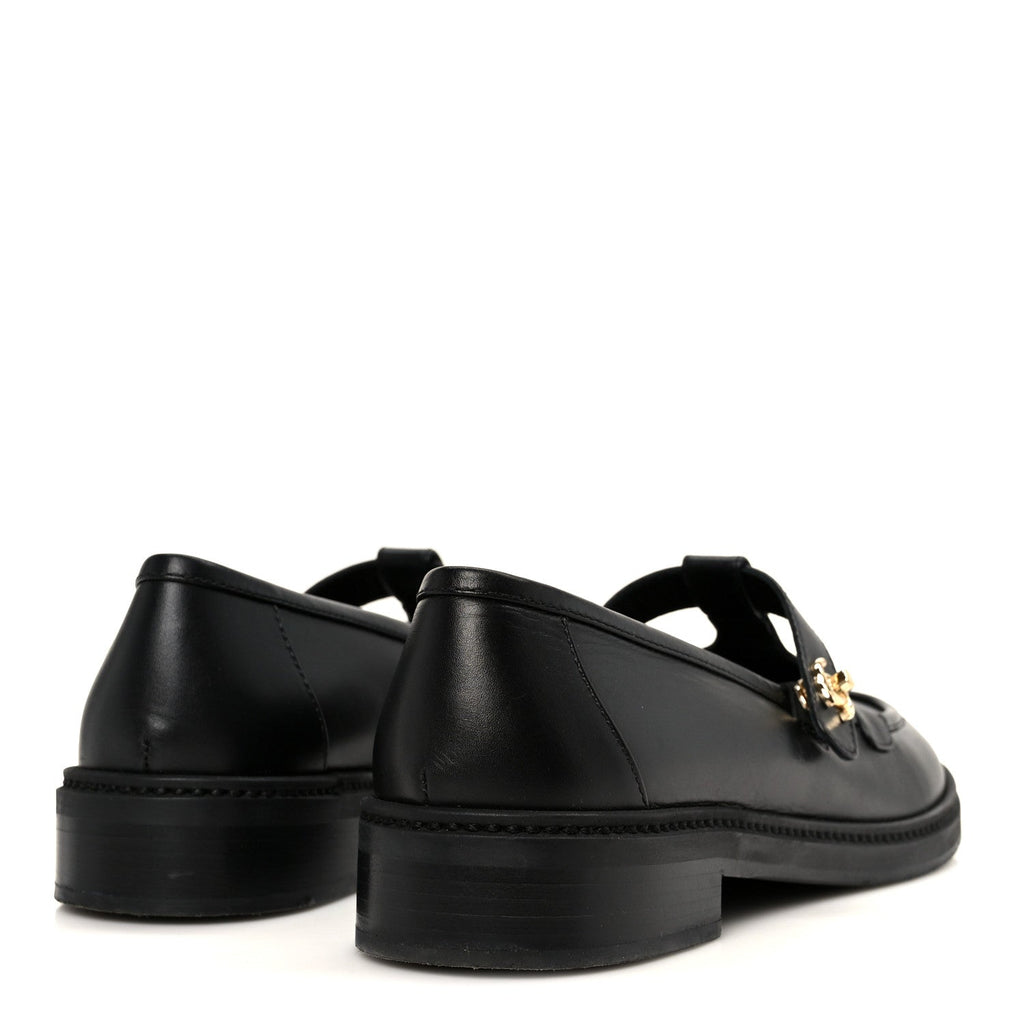 CALFSKIN CC TURNLOCK MOCCASINS BLACK