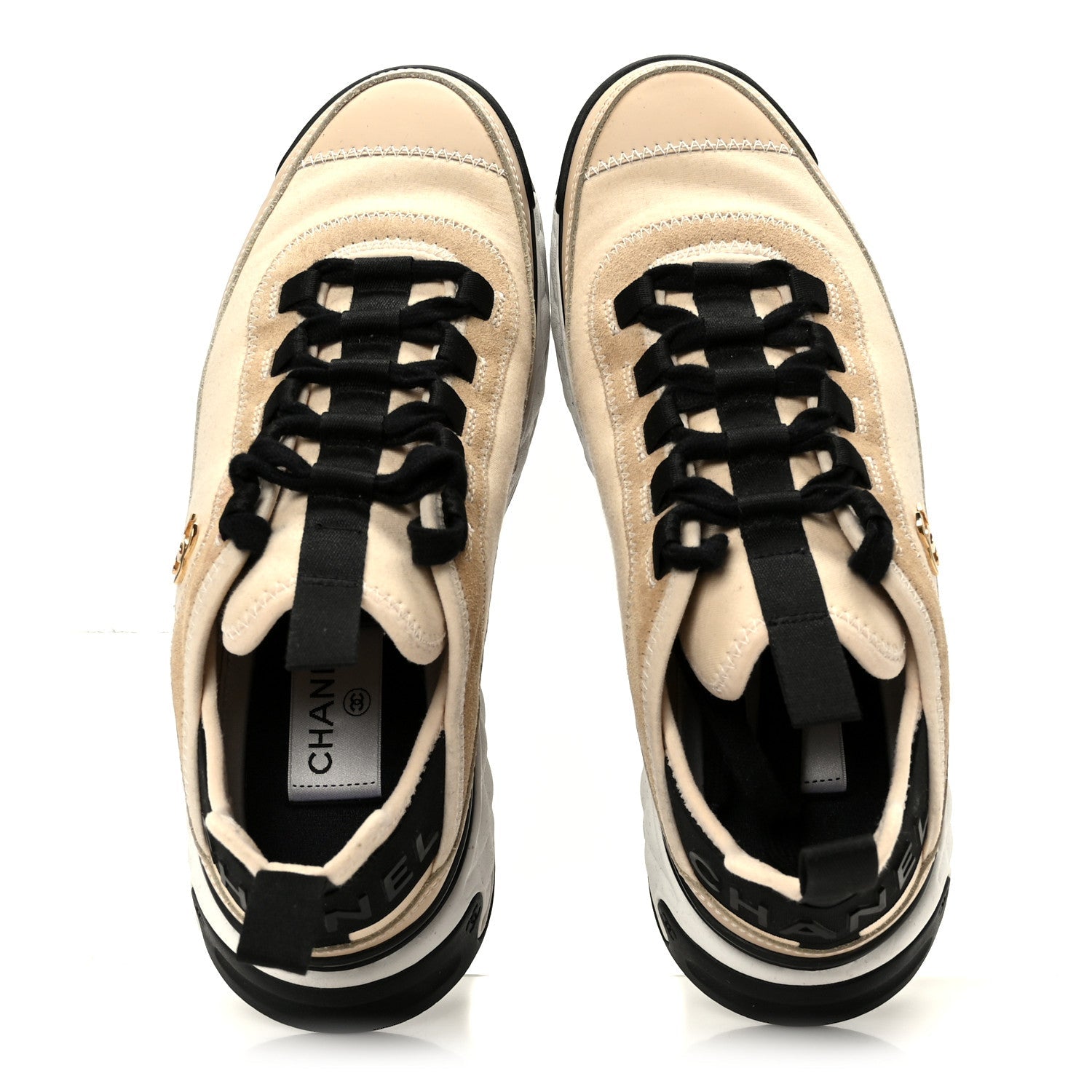 VELVET CALFSKIN MIXED FIBERS CC SNEAKERS BEIGE