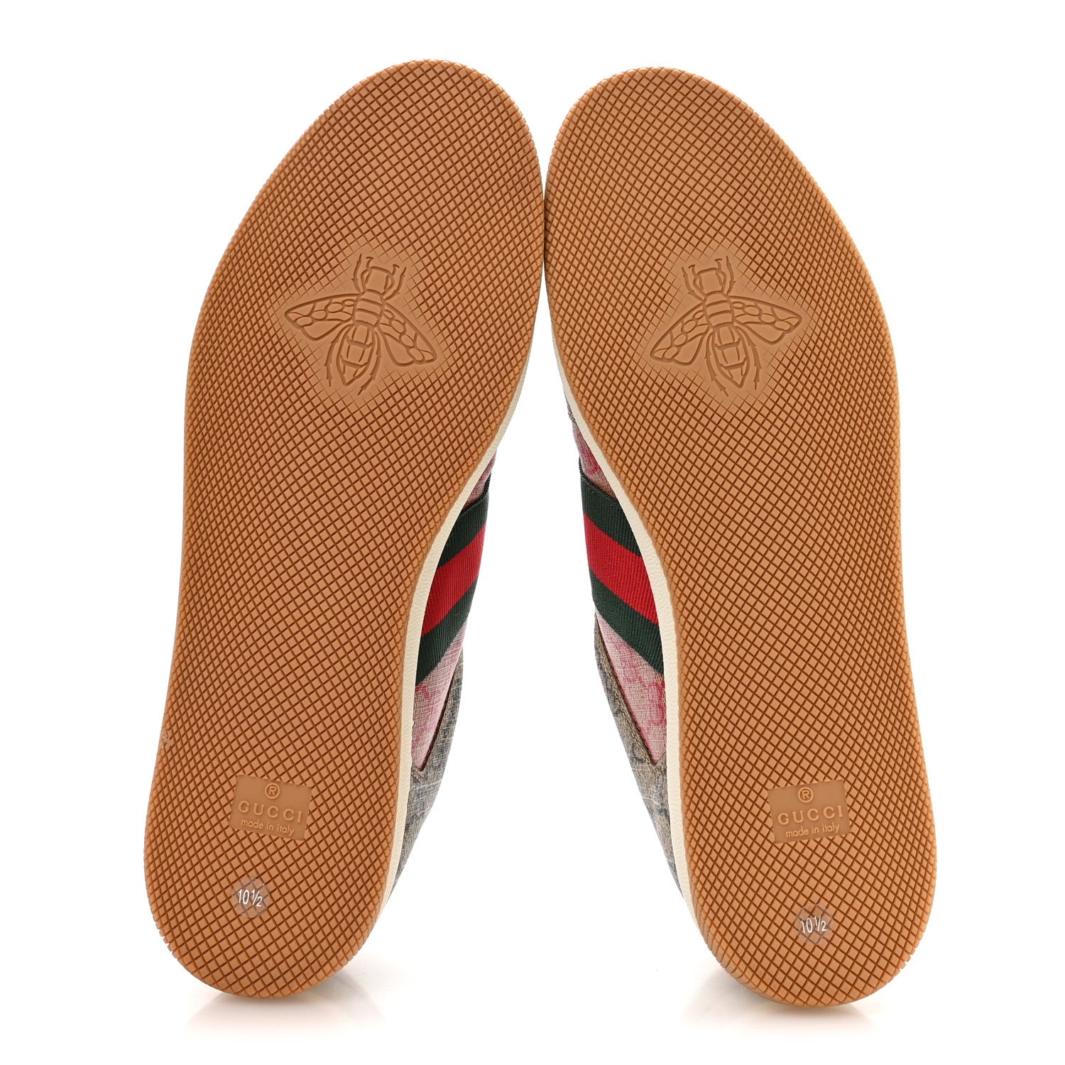 GG SUPREME MONOGRAM HARNESS CALFSKIN WEB MENS SCREENER SNEAKERS BEIGE EBONY ROSSO HARNESS BROWN