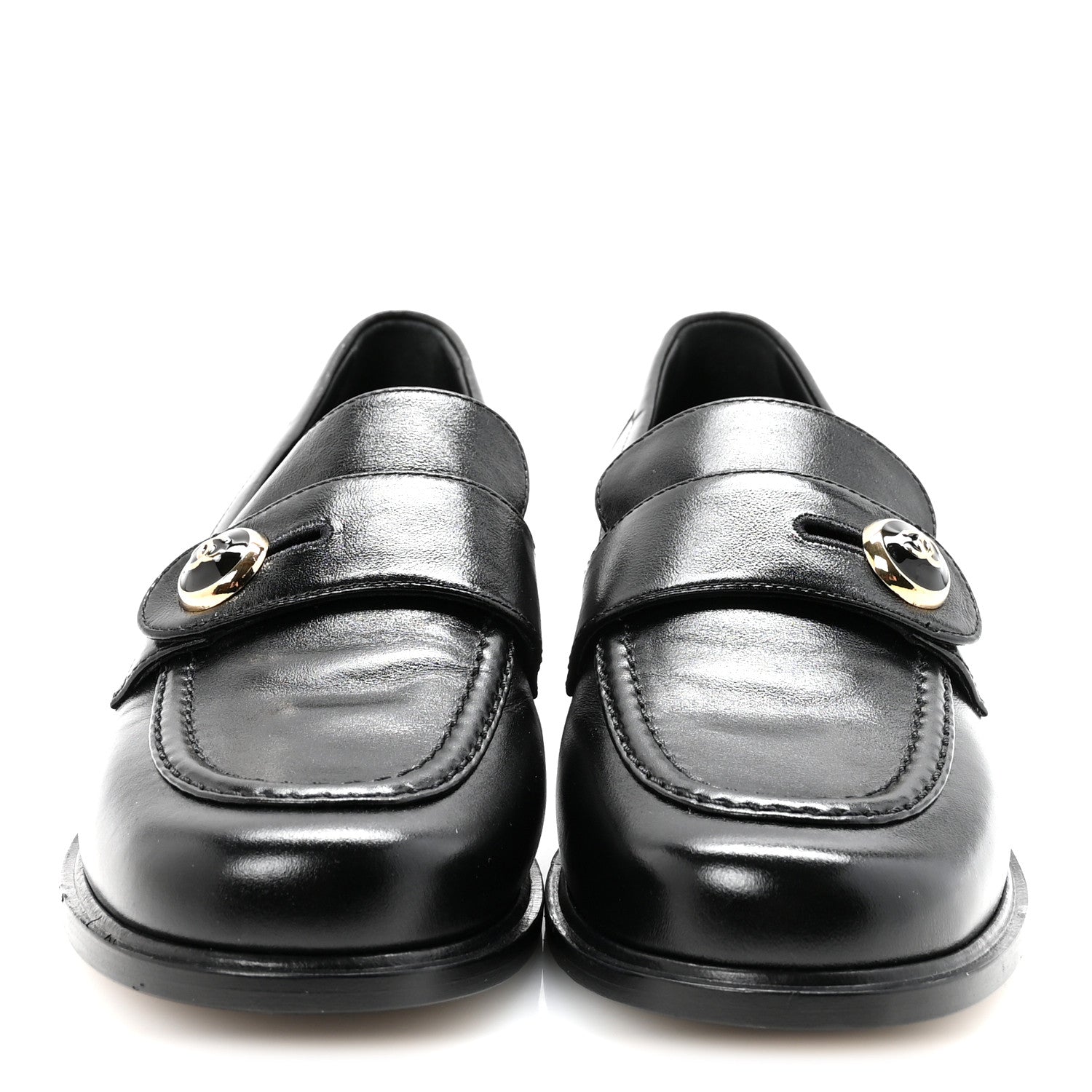 SHINY CALFSKIN CC MOCASSIN LOAFERS BLACK