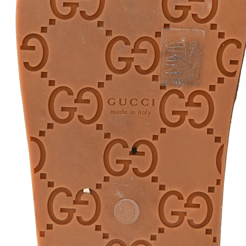 MONOGRAM GG CALFSKIN ANGELINA PLATFORM 55MM SLIDE SANDALS CAMEL EBONY