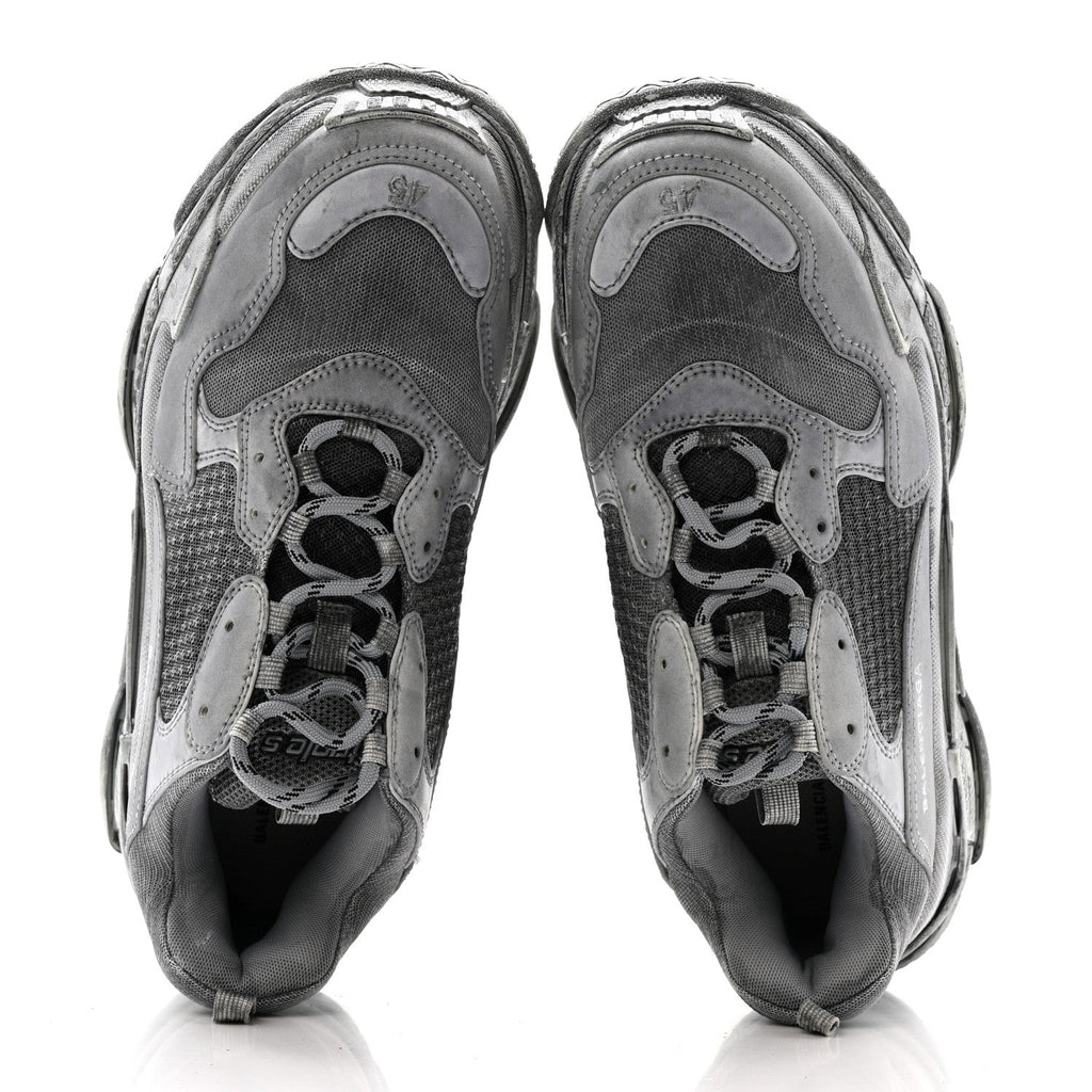 FABRIC MESH DYED MENS TRIPLE S SNEAKERS GREY