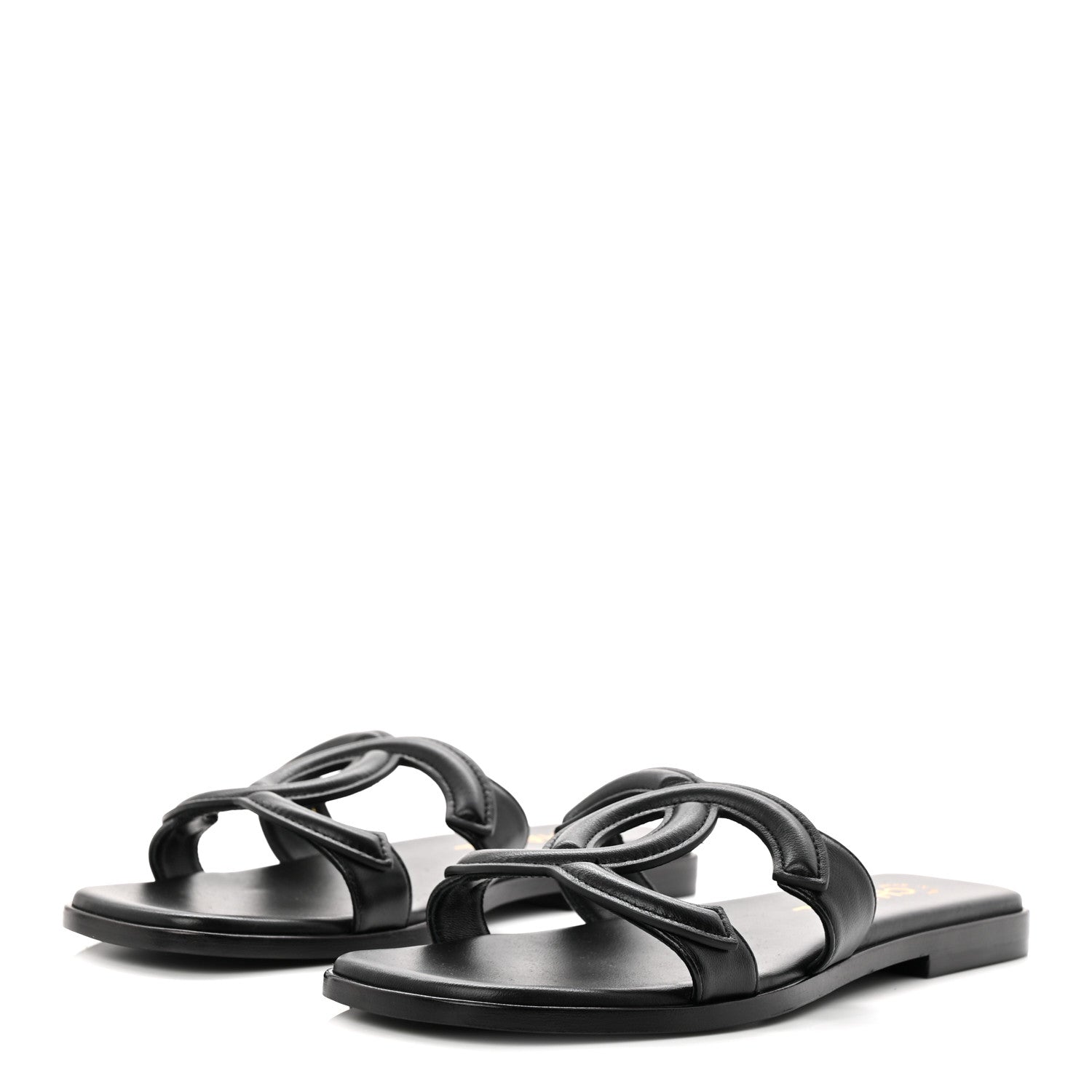 LAMBSKIN CC CUT OUT MULES SANDALS BLACK