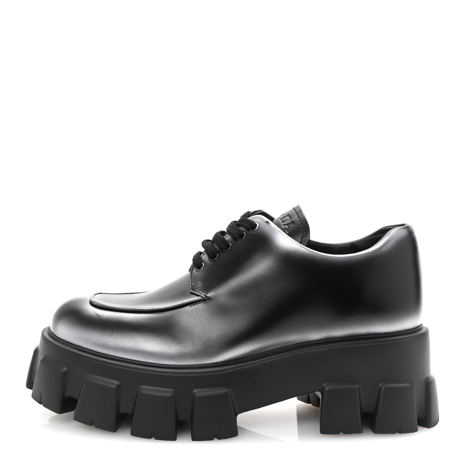 SPAZZOLATO ROIS SFUMATO MONOLITH 55MM DERBY LOAFERS BLACK ARGENTO