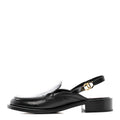 GLAZED CALFSKIN CC SLINGBACK FLATS BLACK