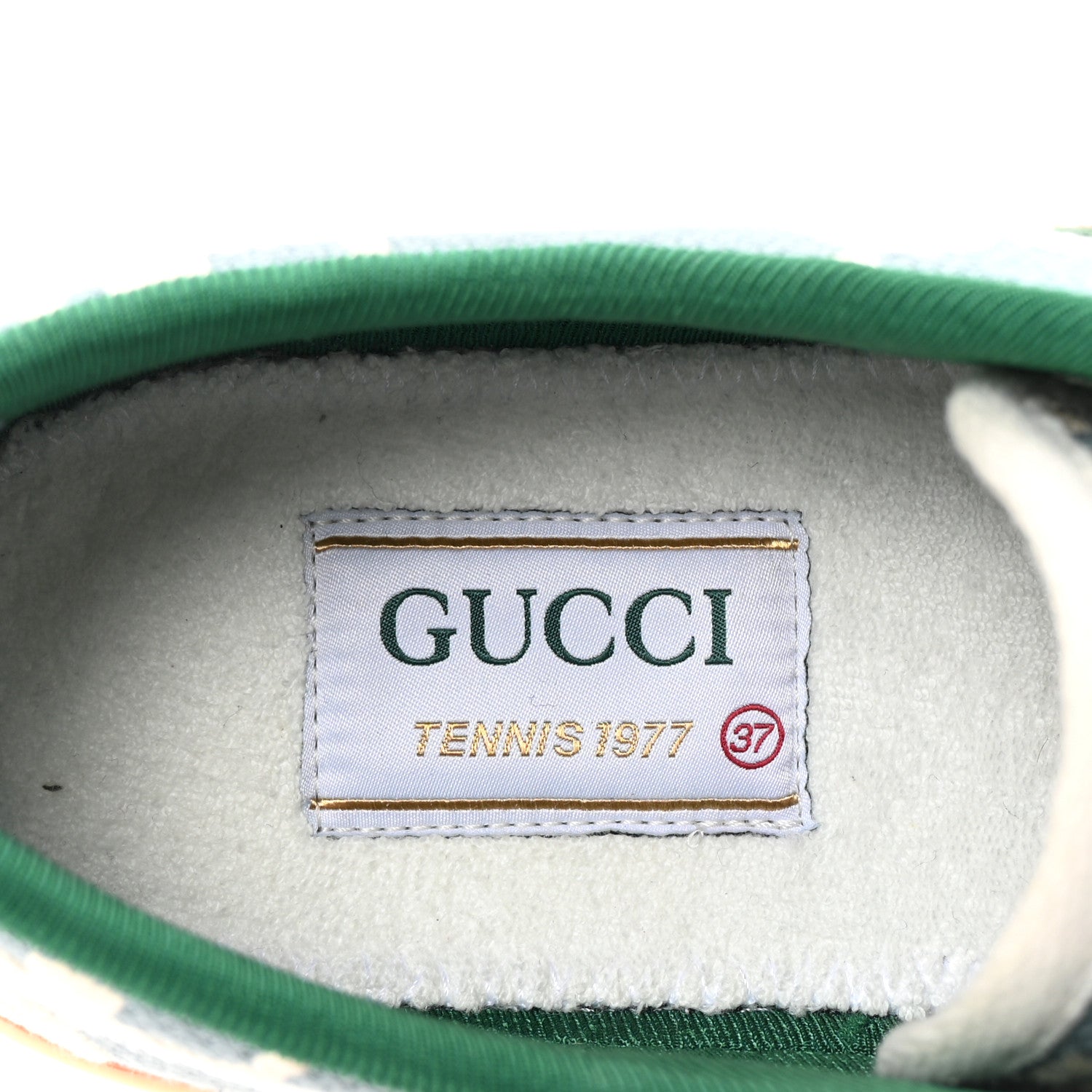 COTTON GG MONOGRAM WEB WOMENS 1977 TENNIS SNEAKERS PHILOD IVORY MYSTIC WHITE