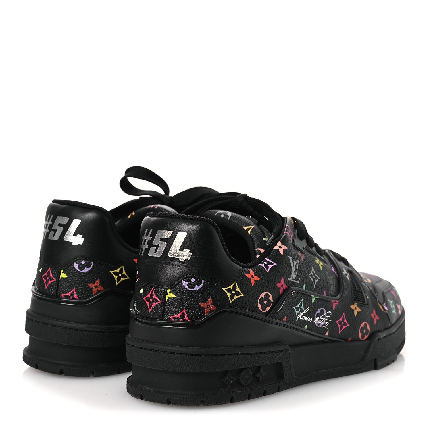 LV X TM CALFSKIN MONOGRAM MULTICOLOR WOMENS LV TRAINER SNEAKERS BLACK