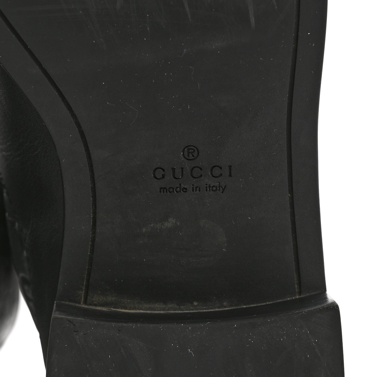 GUCCISSIMA CALFSKIN MIRO SOFT KNEE HIGH RIDING BOOTS BLACK