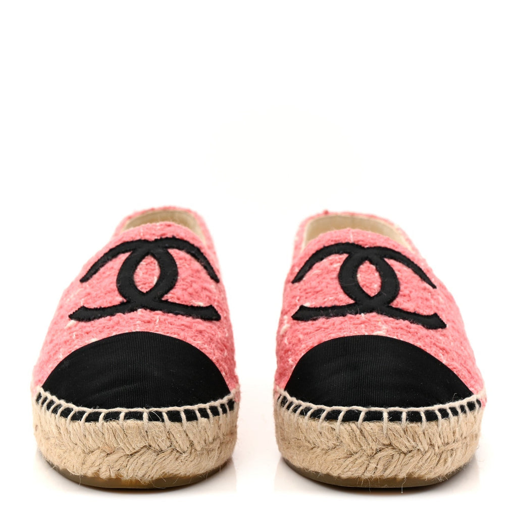 TWEED GROSGRAIN CC ESPADRILLES PINK