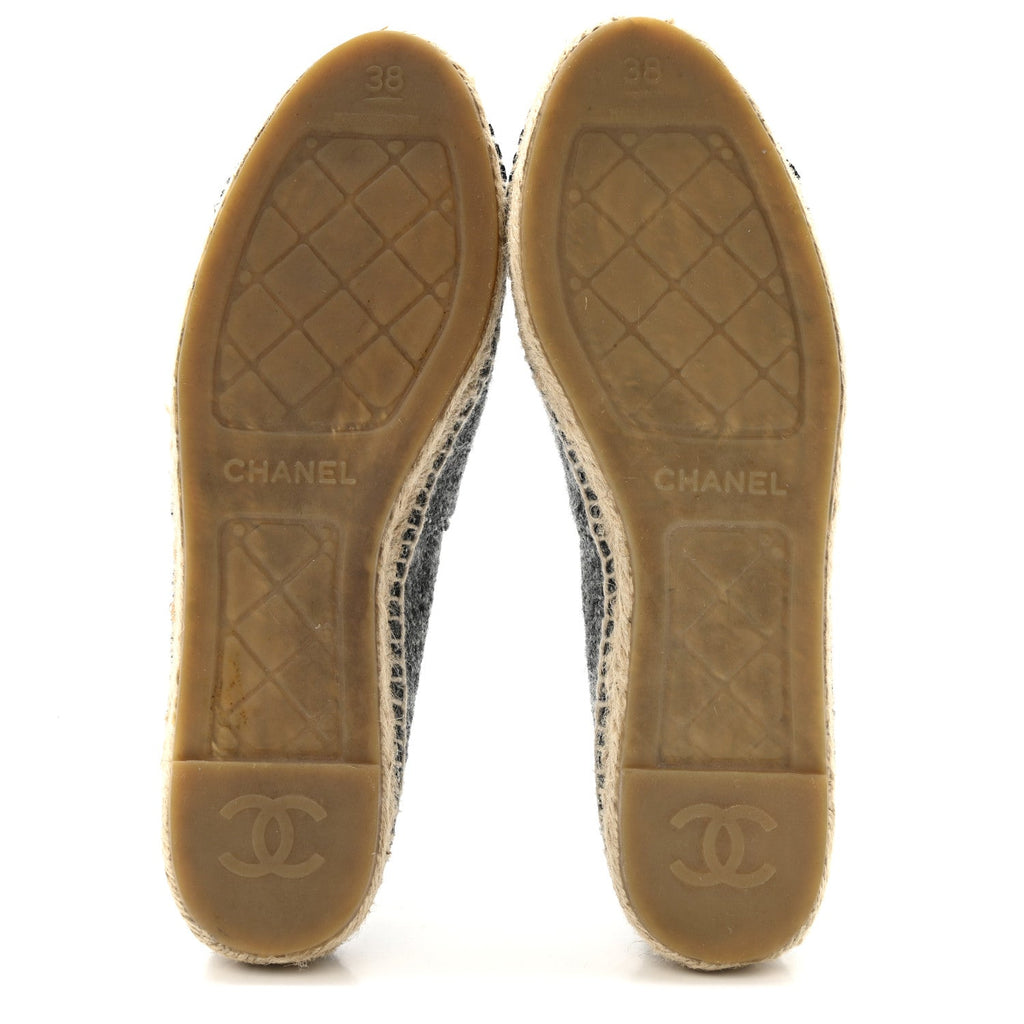TWEED VELVET CC ESPADRILLES GREY BLACK