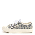 OBLIQUE CHAMBRAY RAFFIA EFFECT WALK'N'DIOR LOW TOP SNEAKERS BLUE LIGHT BISCUIT