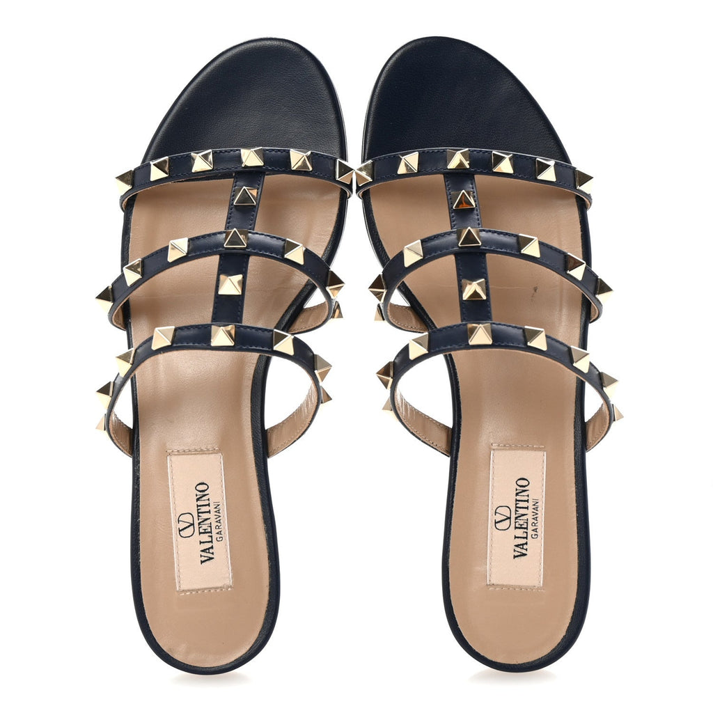 NAPPA ROCKSTUD CAGED FLAT SLIDE SANDALS MARINE