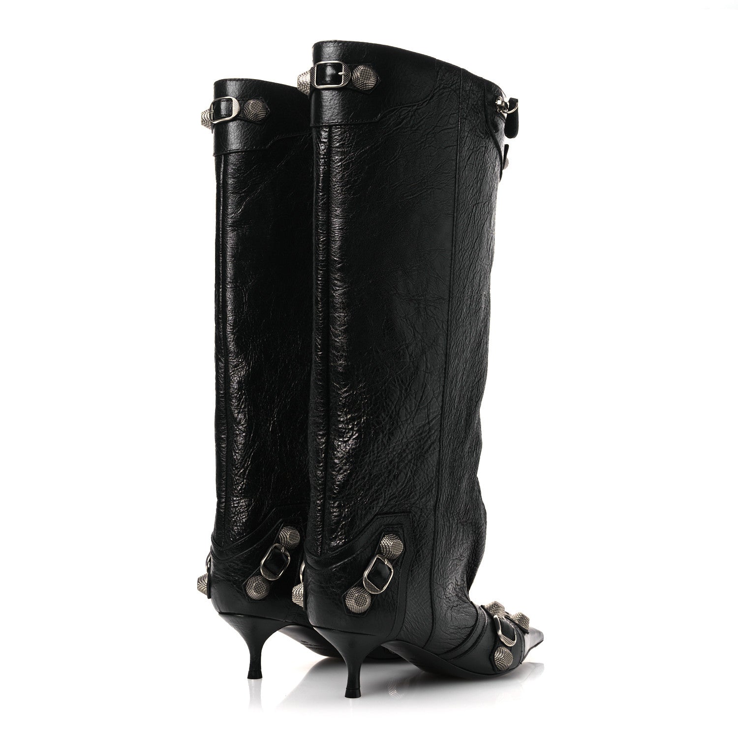 AGNEAU ARENA SPIKED CAGOLE 50MM WIDE BOOTS BLACK