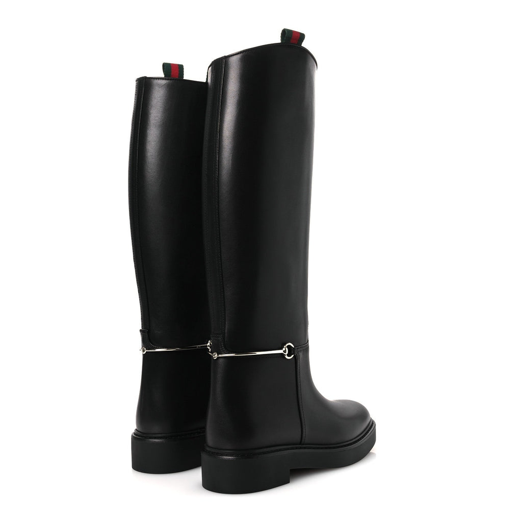 SHINY CALFSKIN MICHELANGELO SLIM HORSEBIT RIDING BOOTS BLACK