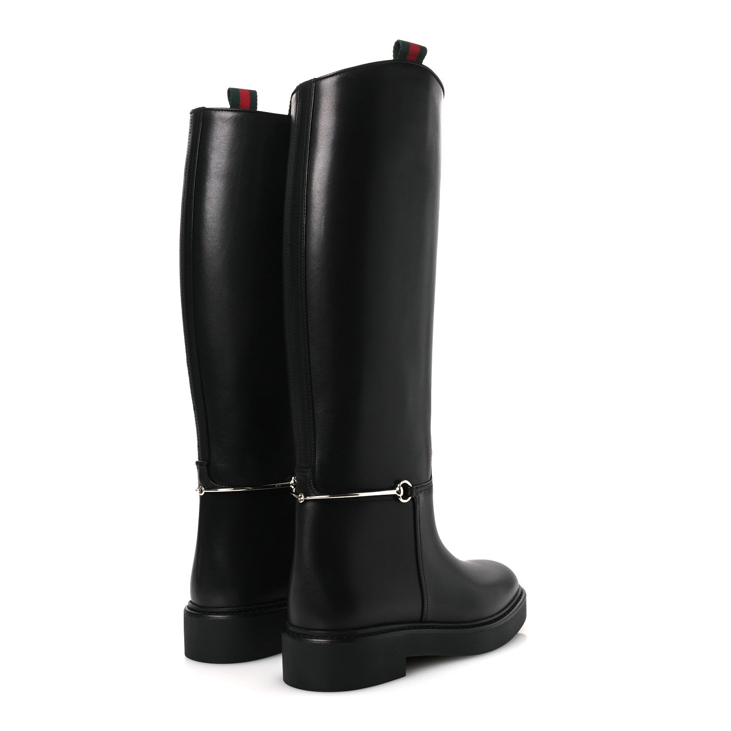 SHINY CALFSKIN MICHELANGELO SLIM HORSEBIT RIDING BOOTS BLACK