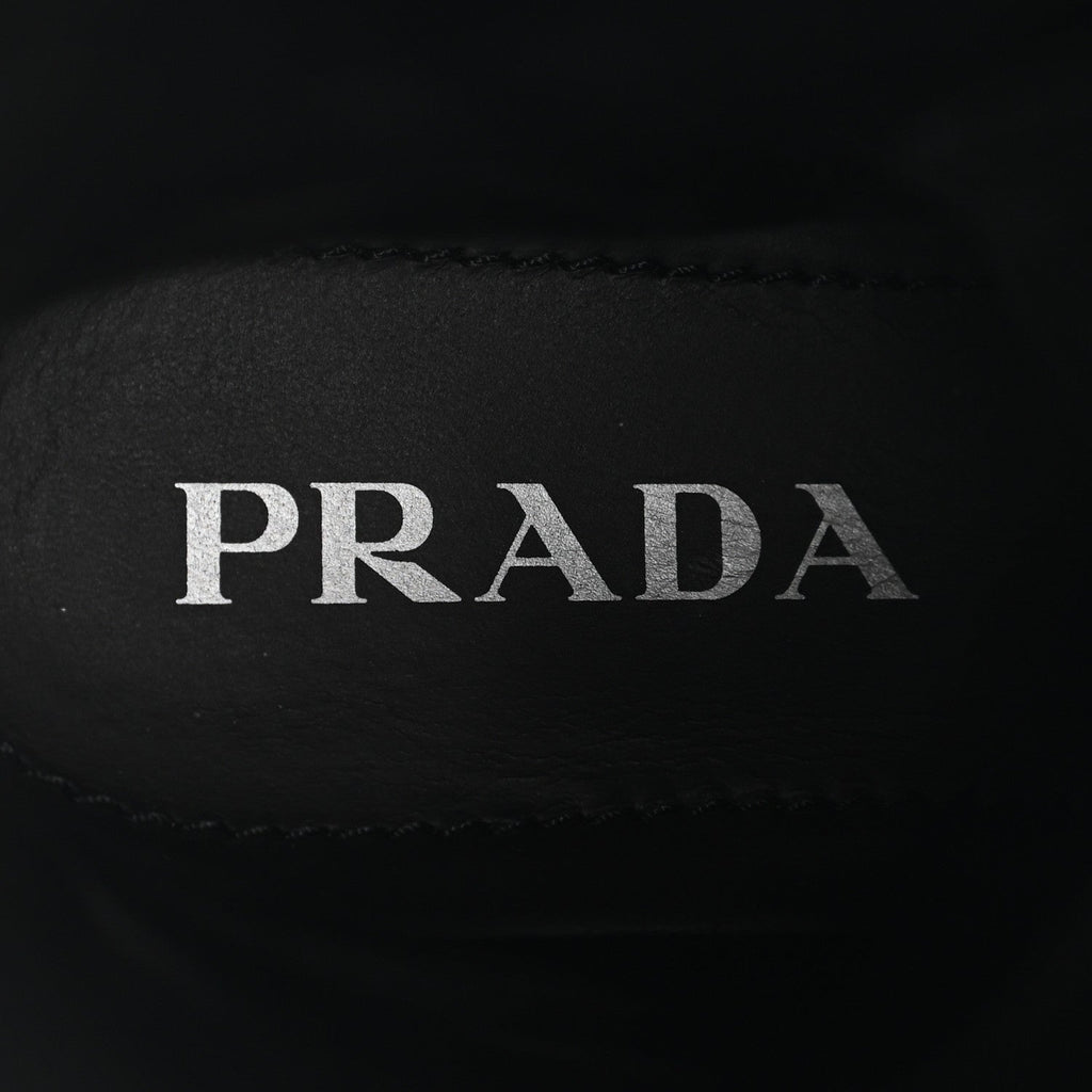 SPAZZOLATO ROIS RE-NYLON METAL TRIANGLE LOGO MONOLITH POUCH POCKET 55MM TALL COMBAT BOOTS BLACK