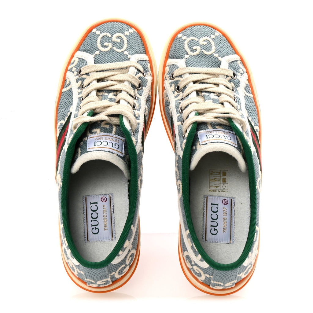 COTTON GG MONOGRAM WEB WOMENS 1977 TENNIS SNEAKERS PHILOD IVORY MYSTIC WHITE