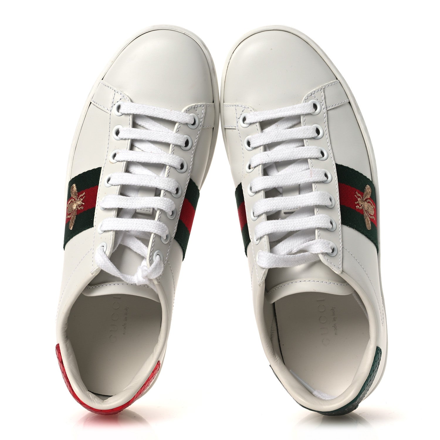 CALFSKIN AYERS BEE EMBROIDERED WOMENS ACE SNEAKERS WHITE GREEN