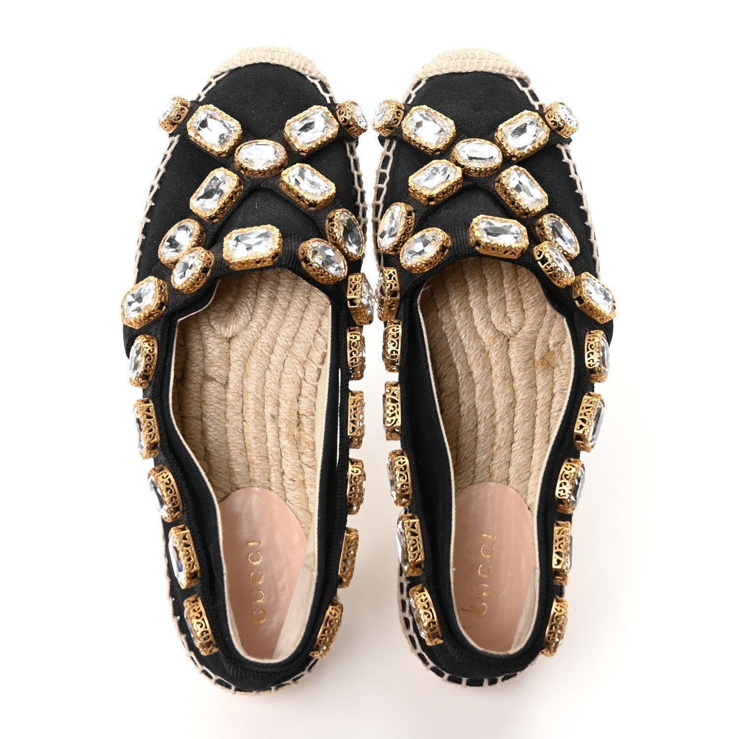 CANVAS CRYSTAL EMBELLISHED ESPADRILLES BLACK
