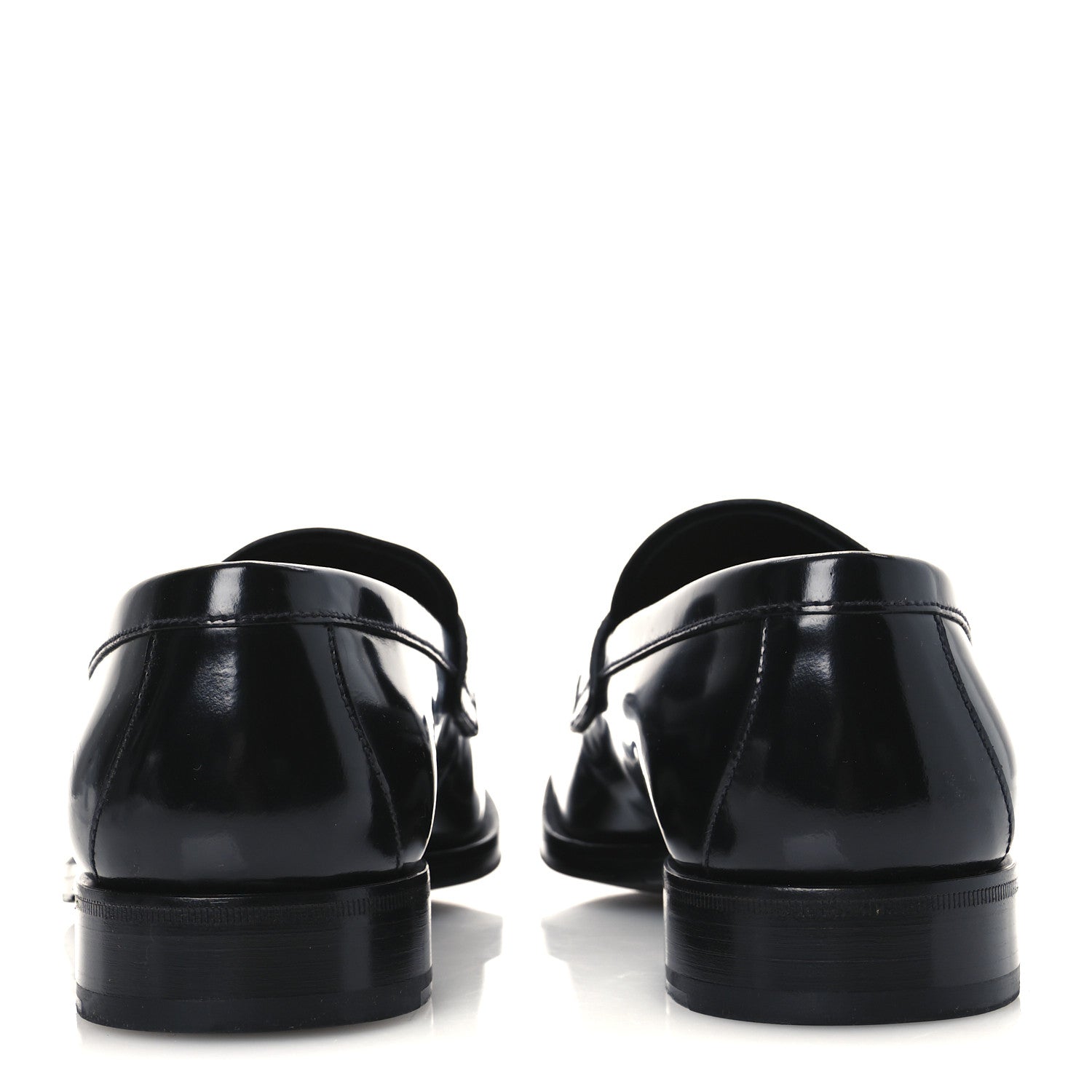 SPAZZOLATO FUME METAL TRIANGLE LOGO MENS LOAFERS BLACK
