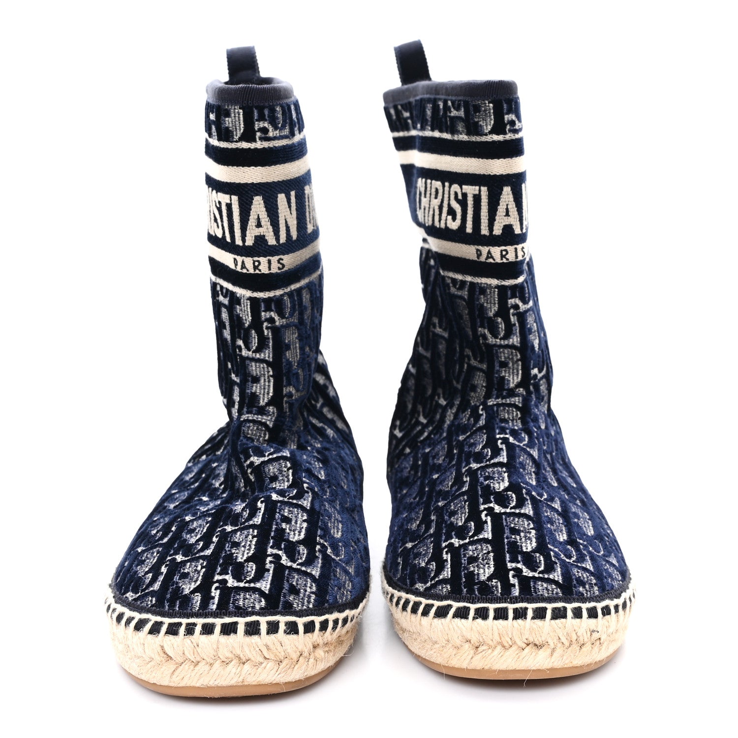 VELVET OBLIQUE GRANVILLE ESPADRILLE BOOTS DEEP BLUE
