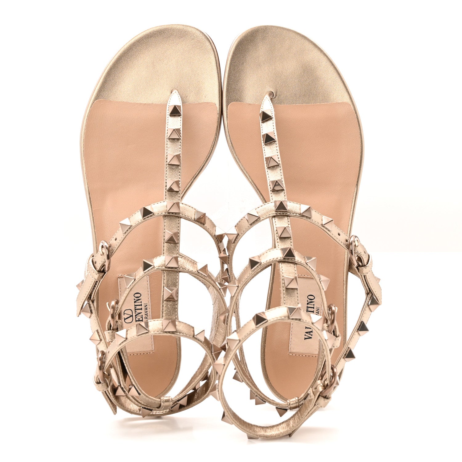 NAPPA ROCKSTUD ANKLE STRAP FLAT THONG SANDALS SKIN