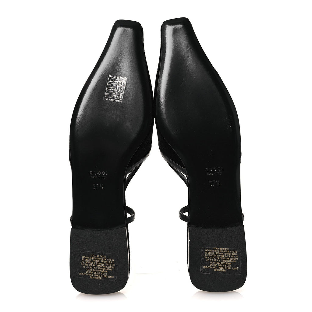 VELVET GG MONOGRAM SLINGBACK BALLET FLATS BLACK