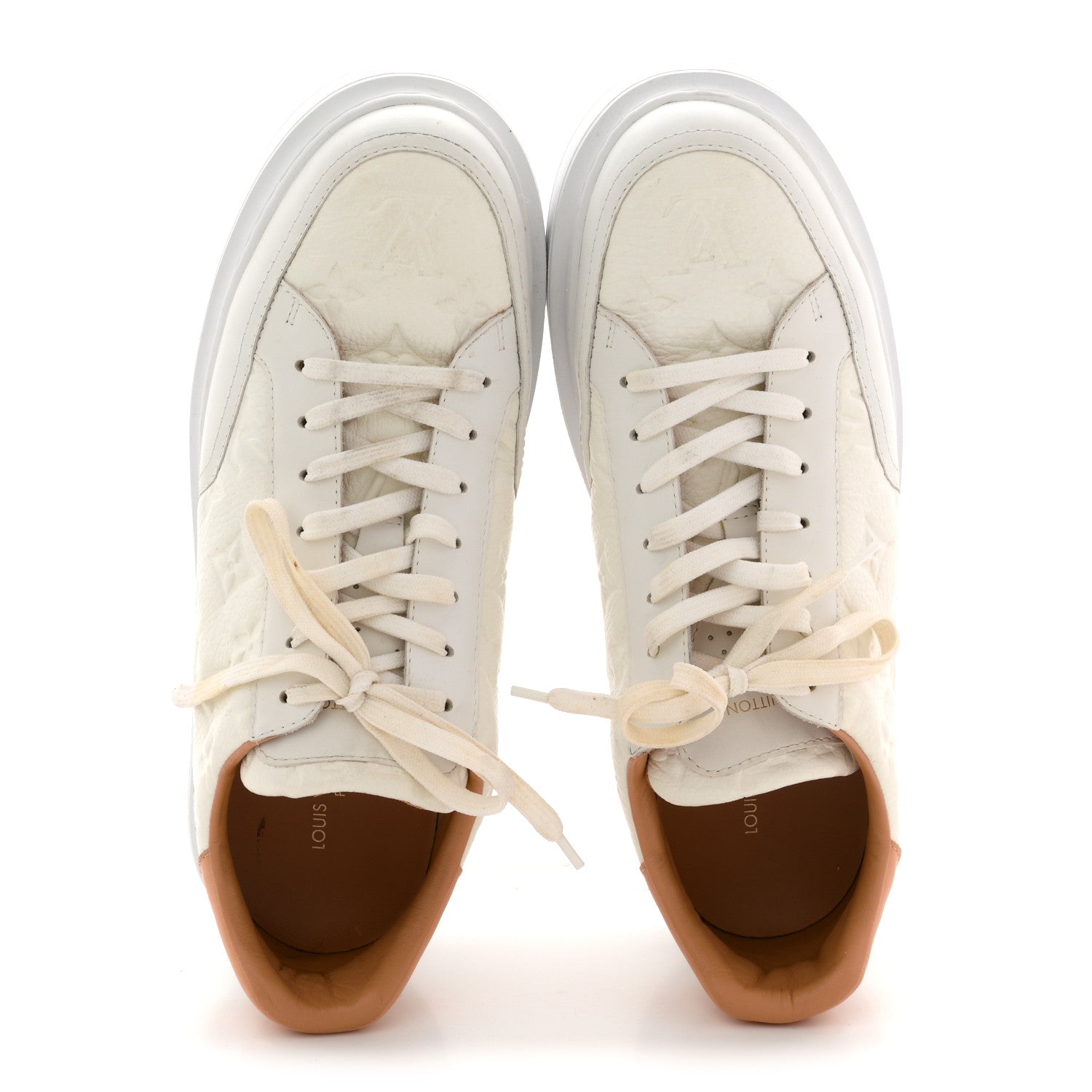 GRAINED CALFSKIN EMBOSSED MONOGRAM MENS BEVERLY HILLS SNEAKERS WHITE