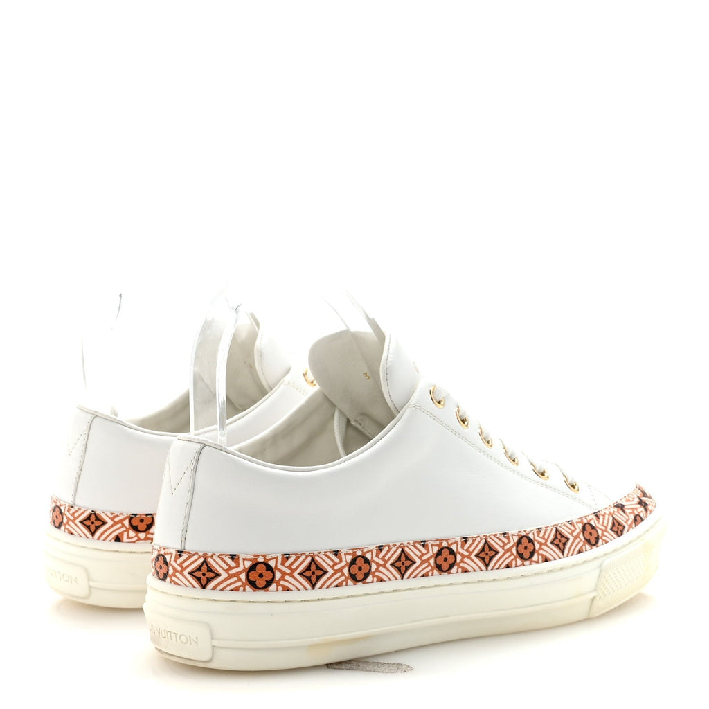 LOUIS VUITTON CALFSKIN MONOGRAM RUN AWAY SNEAKER WHITE WHITE & GOLD