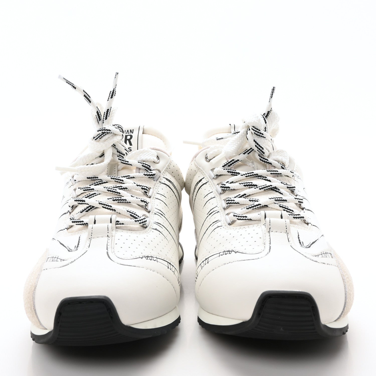 CALFSKIN NYLON WOMENS D-SKETCH SNEAKERS WHITE
