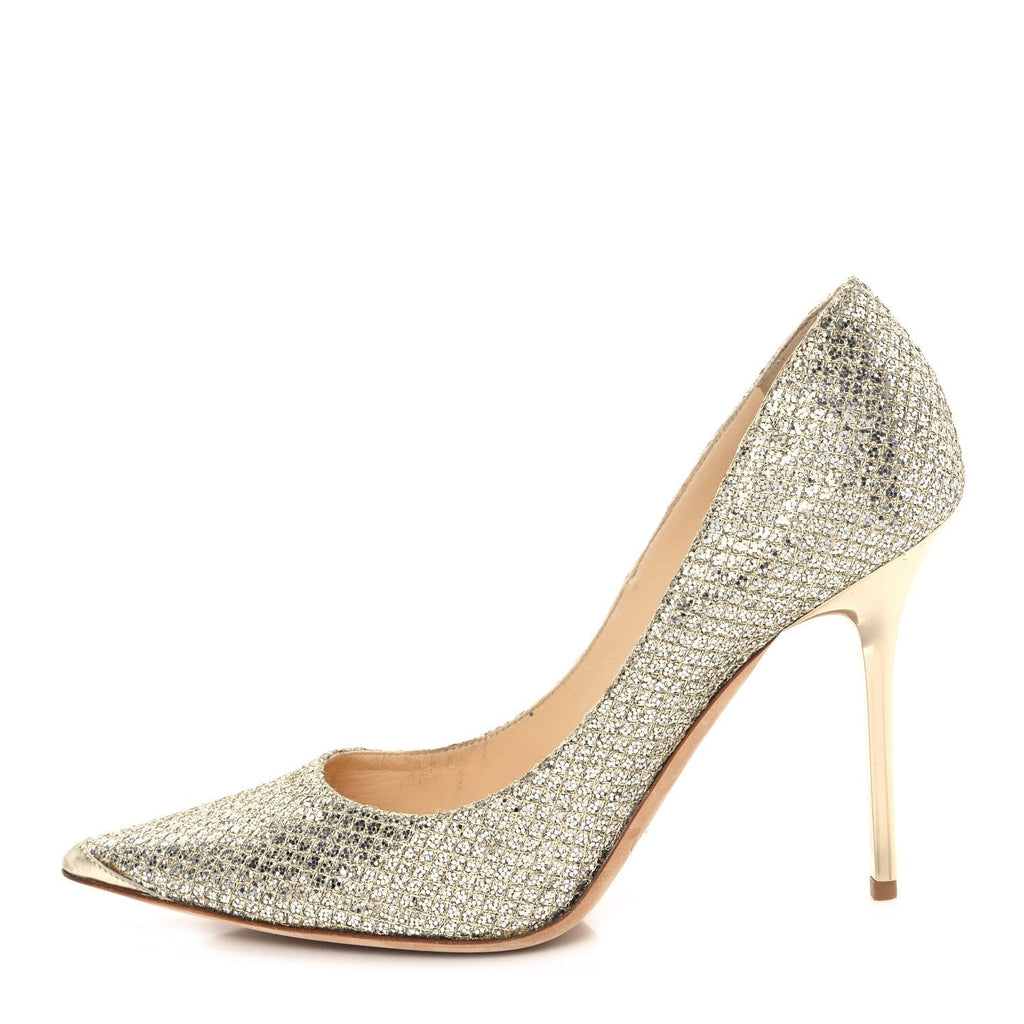 GLITTER FABRIC ROMY 85 PUMPS CHAMPAGNE