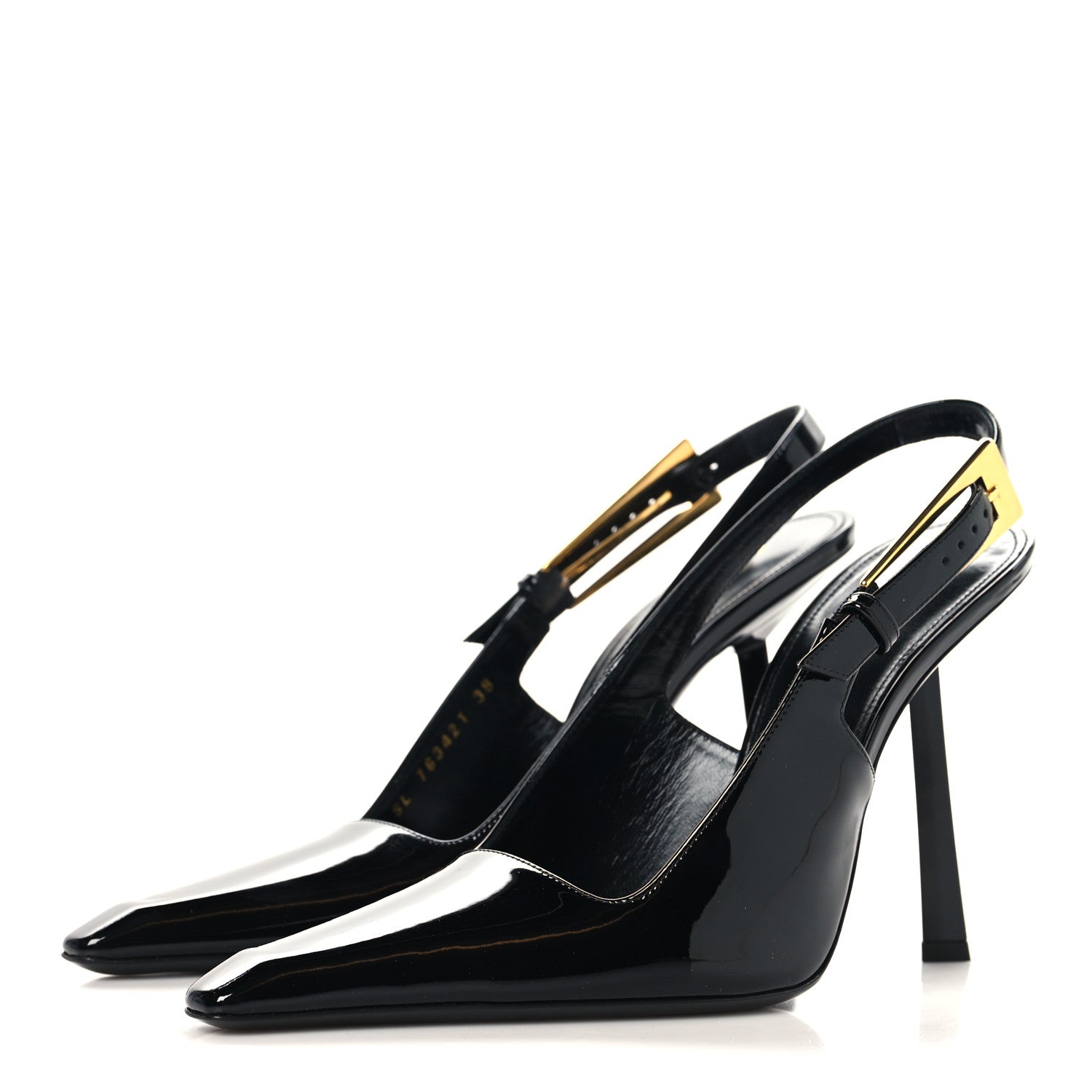 GLAZED CALFSKIN LEE SLINGBACK PUMPS BLACK