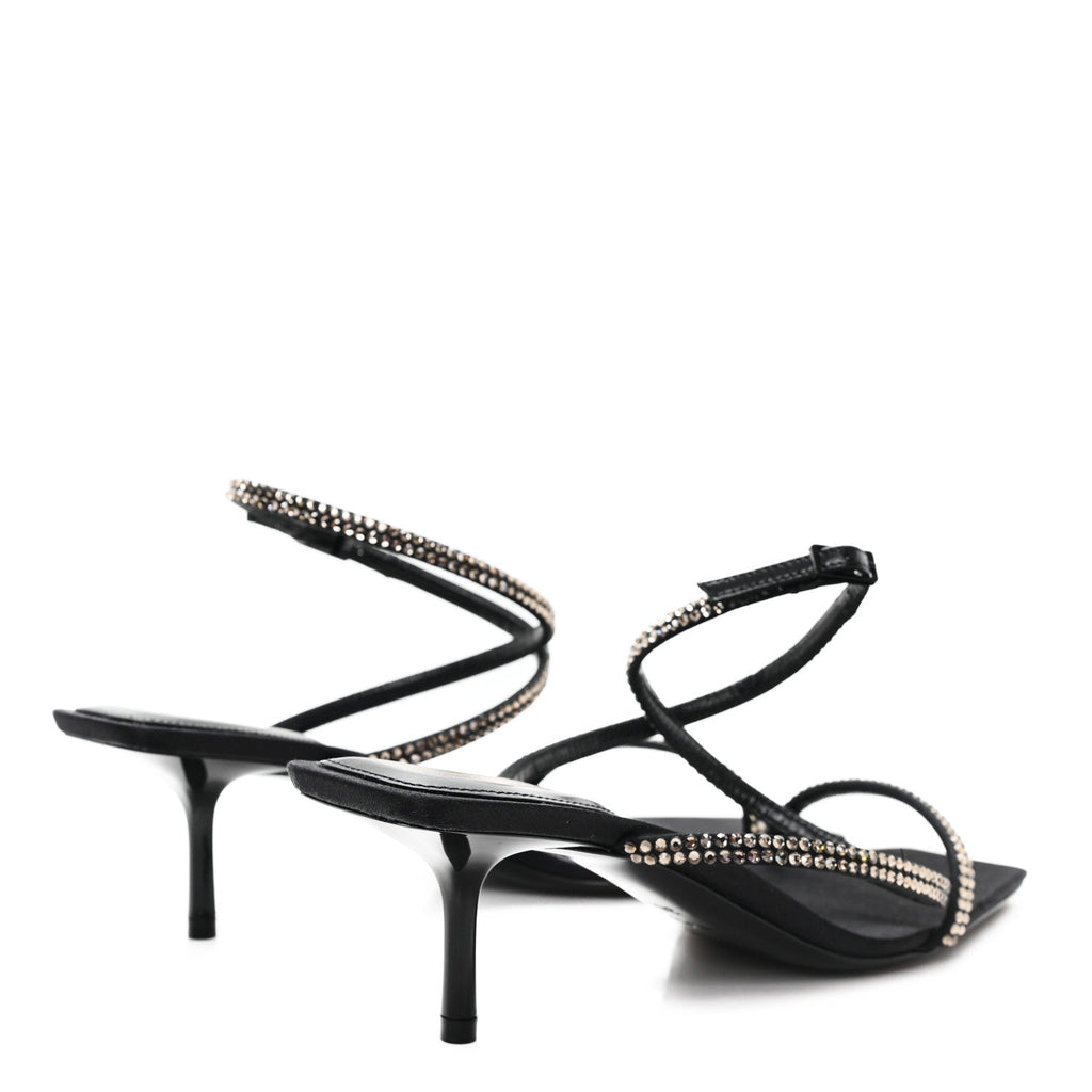 CREPE SATIN BALIQUA 55 VETT ANKLE STRAP SANDALS BLACK