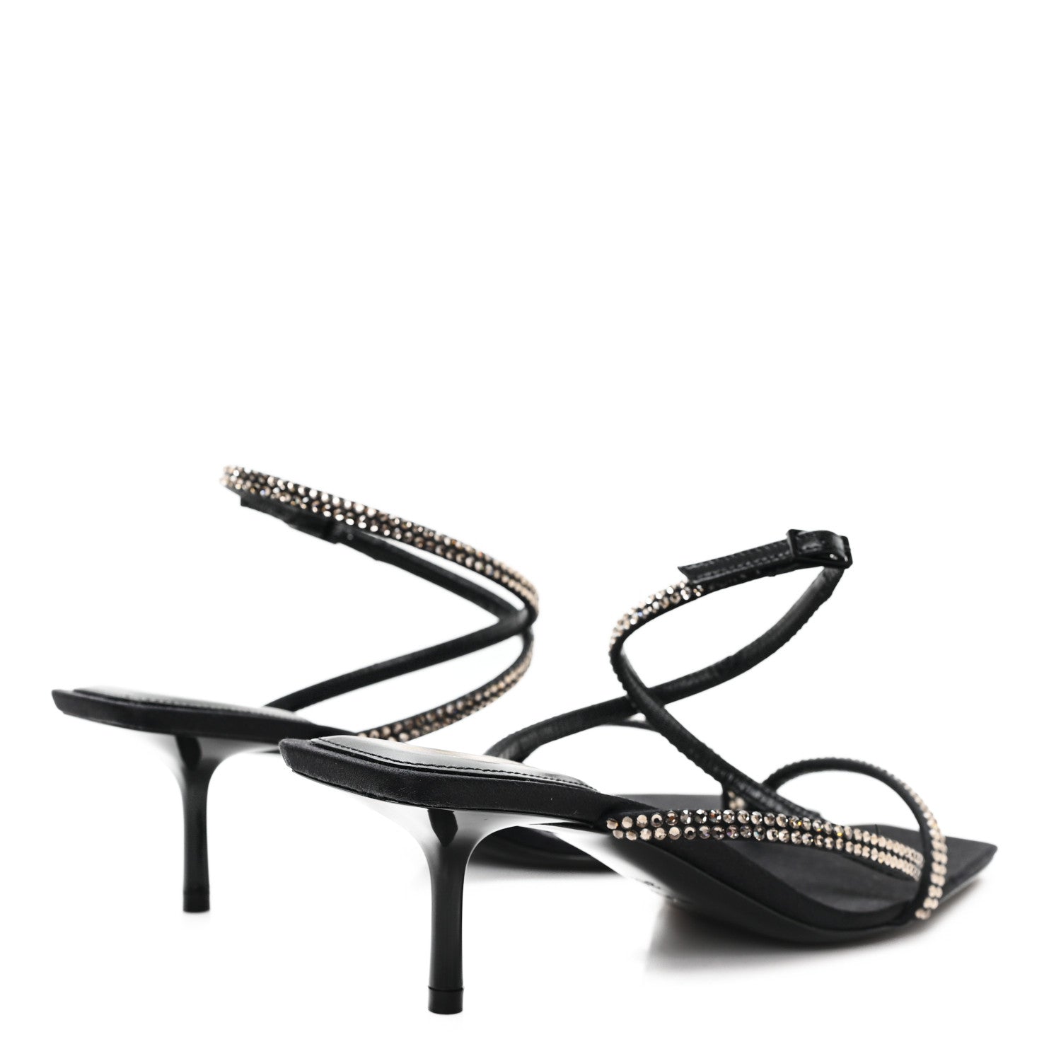 CREPE SATIN BALIQUA 55 VETT ANKLE STRAP SANDALS BLACK