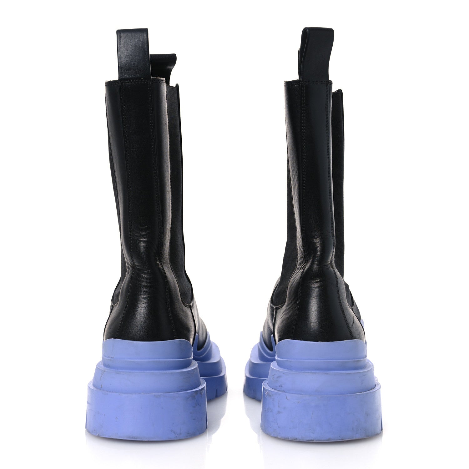 CALFSKIN THE TIRE CHELSEA BOOTS BLACK PERIWINKLE