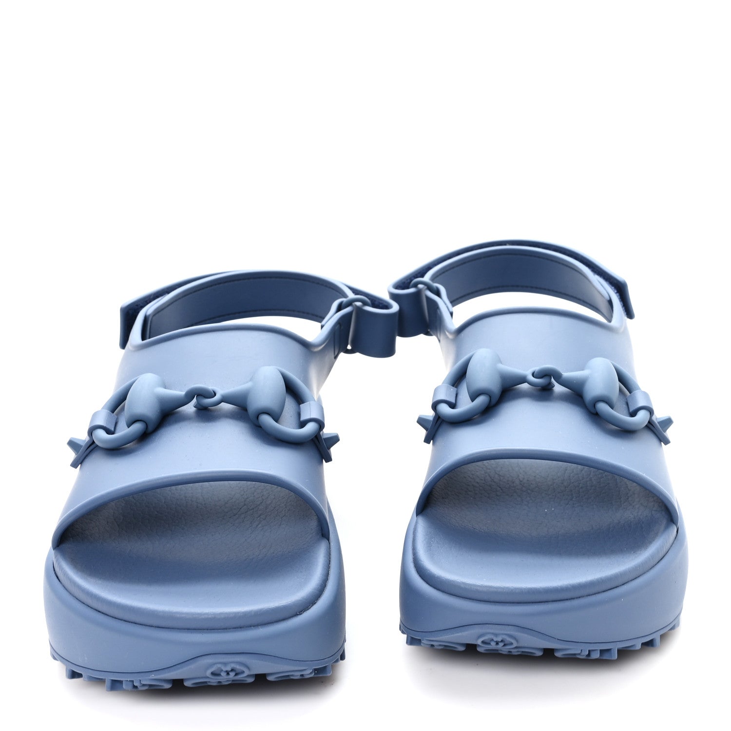 SOFT RUBBER HORSEBIT MENS PLATFORM SLINGBACK SANDALS WASHED INDIGO