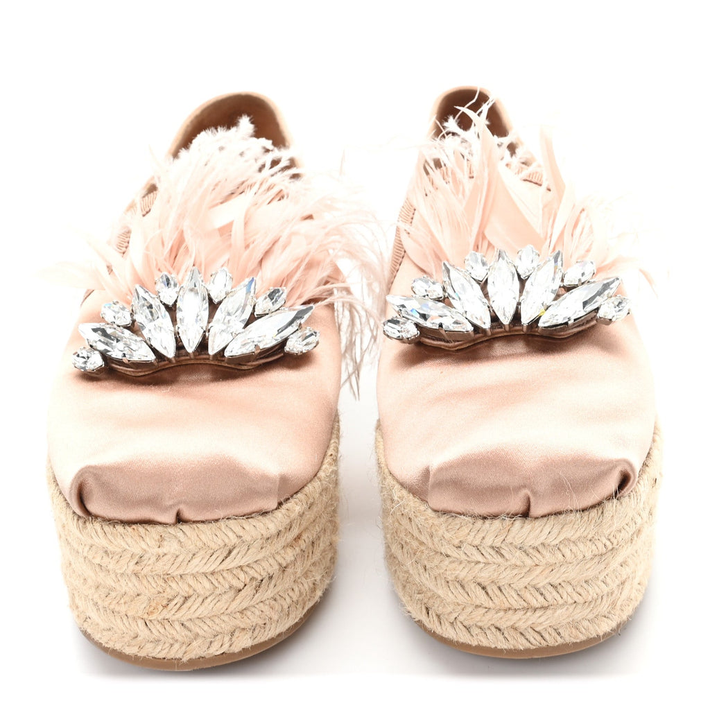 SATIN CRYSTAL PLATFORM ESPADRILLES PINK