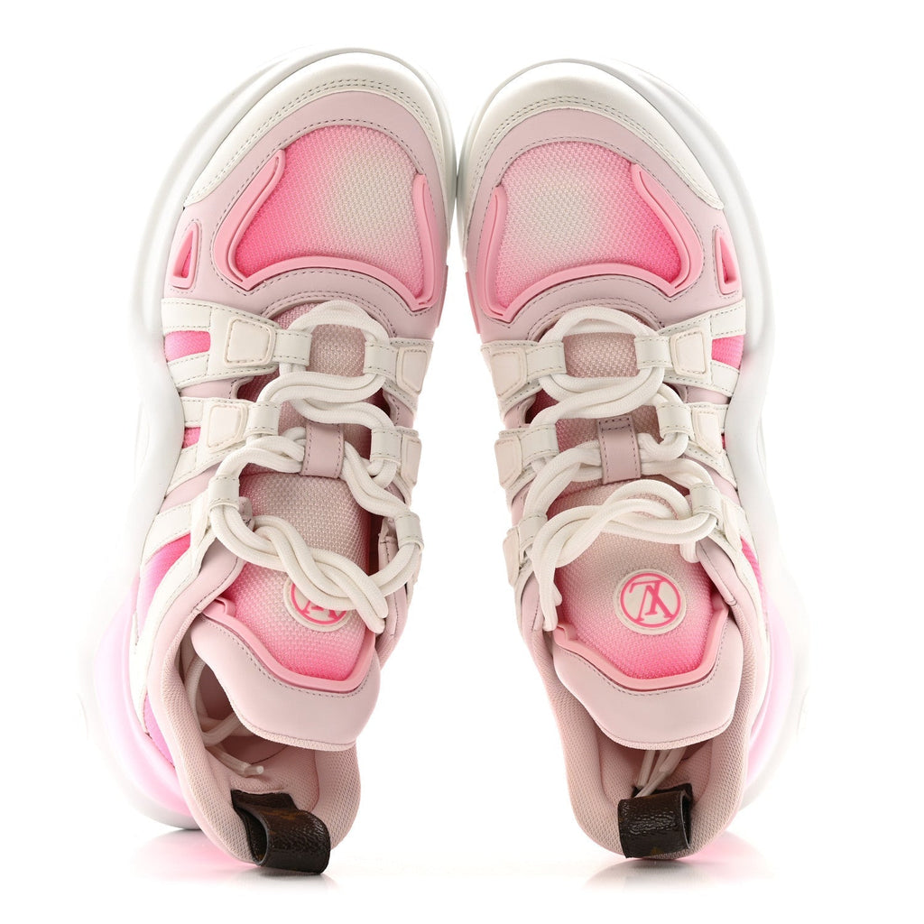 CALFSKIN TECHNICAL NYLON LV ARCHLIGHT SNEAKERS WHITE PINK