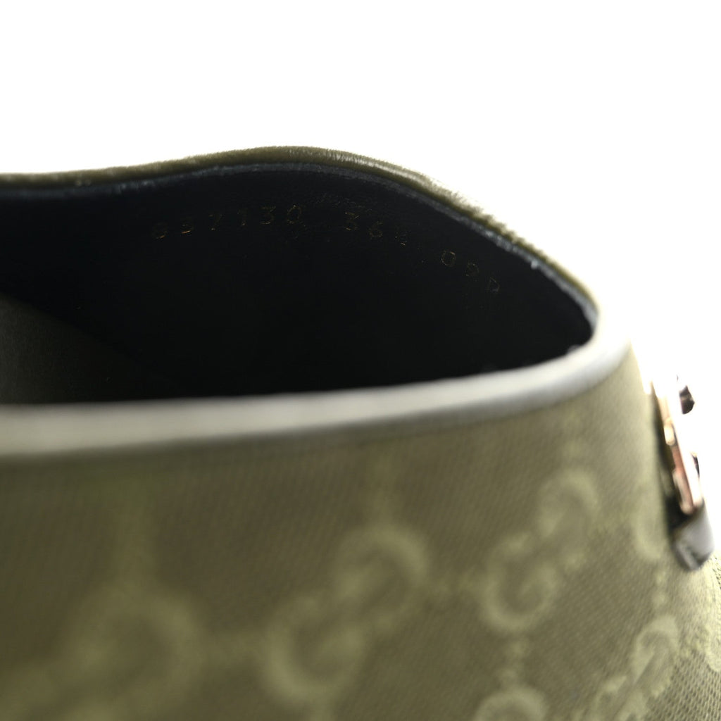 NEW CANVAS MONOGRAM GG GRANADA KID WOMENS HORSEBIT MULES GREEN