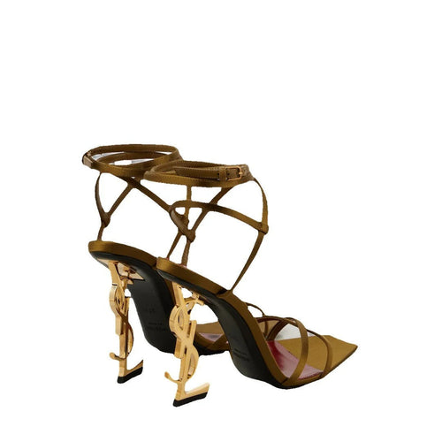 Saint Laurent Silk Opyum Sandals 110 - Bronze/Olive