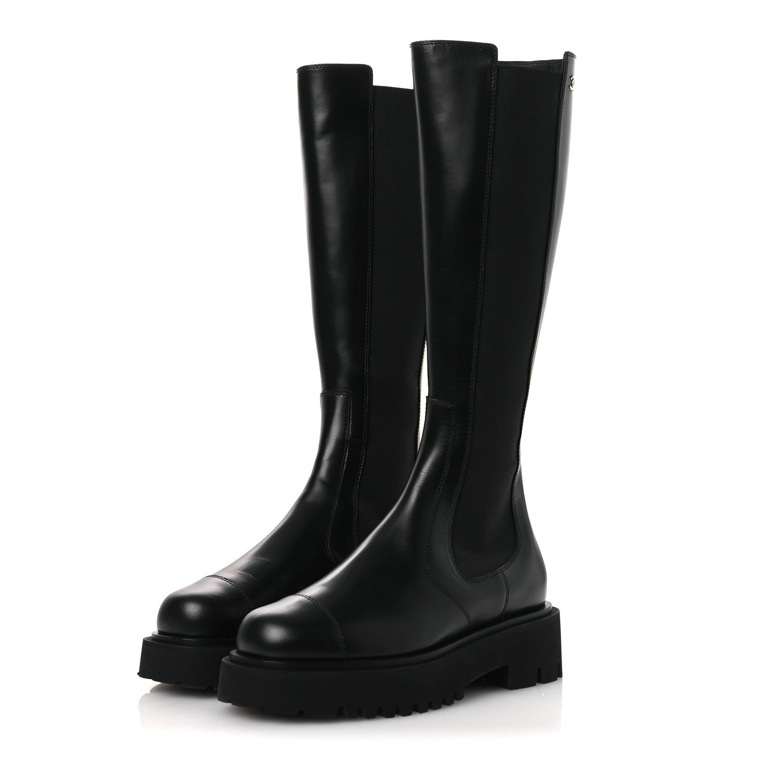 CALFSKIN CAP TOE CC TALL BOOTS BLACK