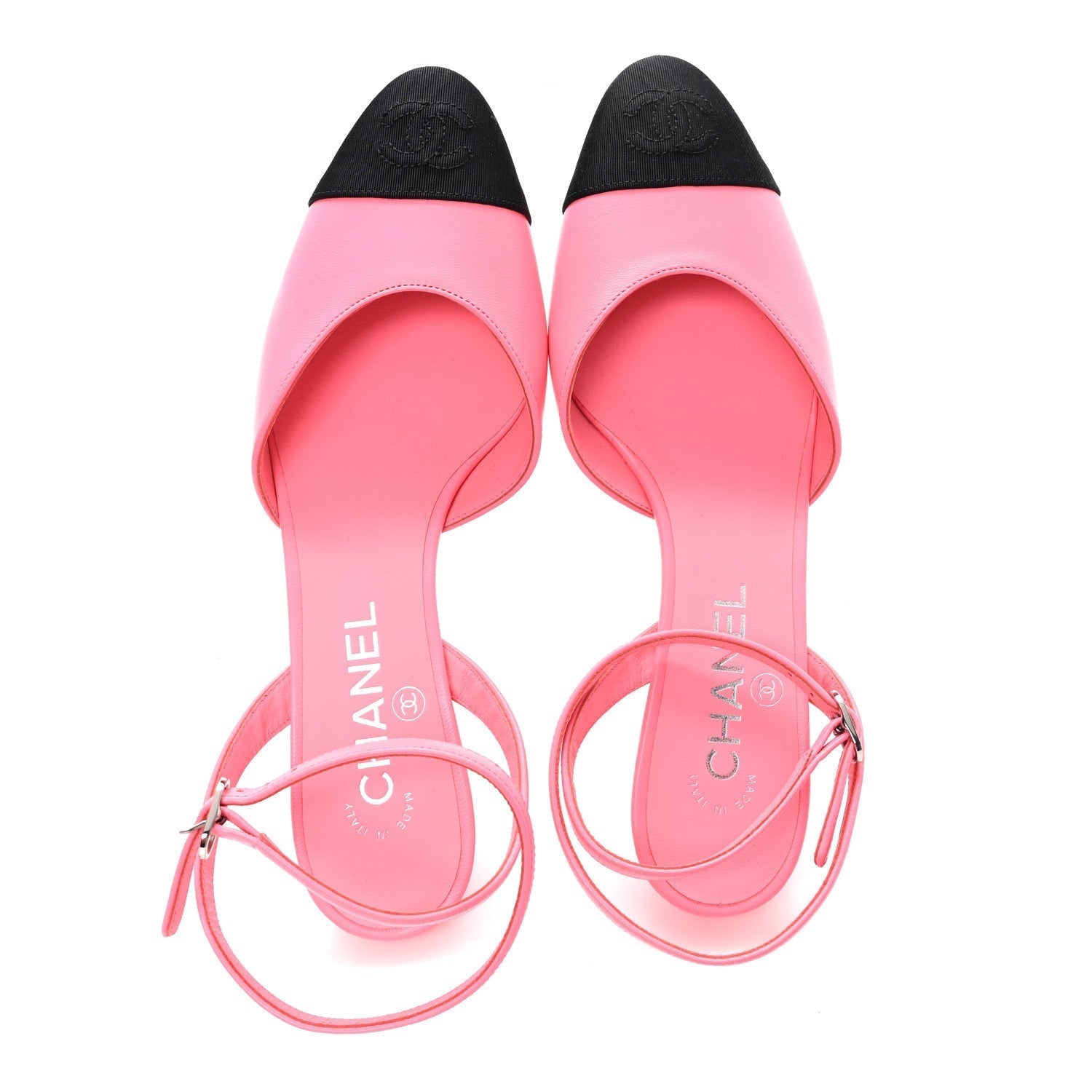 LAMBSKIN GROSGRAIN CAP TOE CC SLINGBACK PUMPS CORAL BLACK