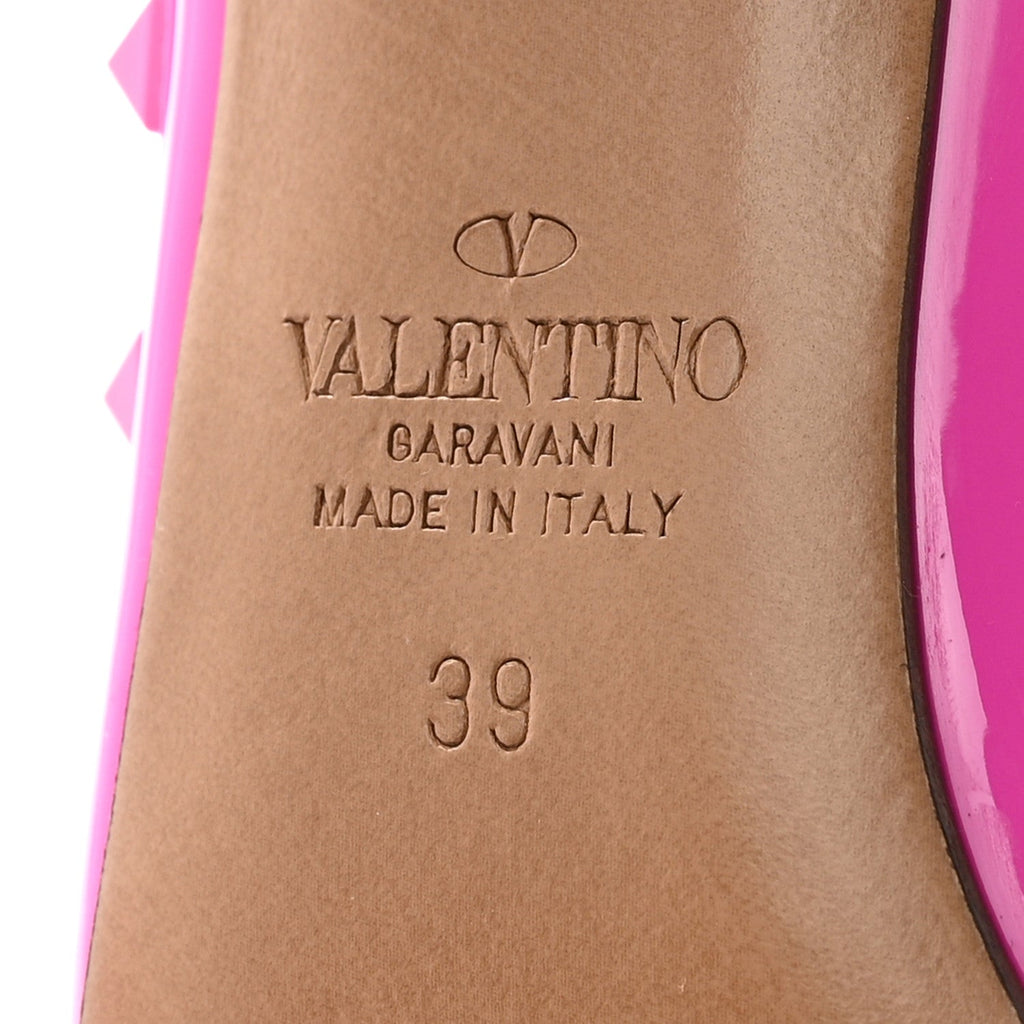 PATENT LACQUER MONOCHROME ROCKSTUD ANKLE STRAP 100MM PUMPS PINK PP